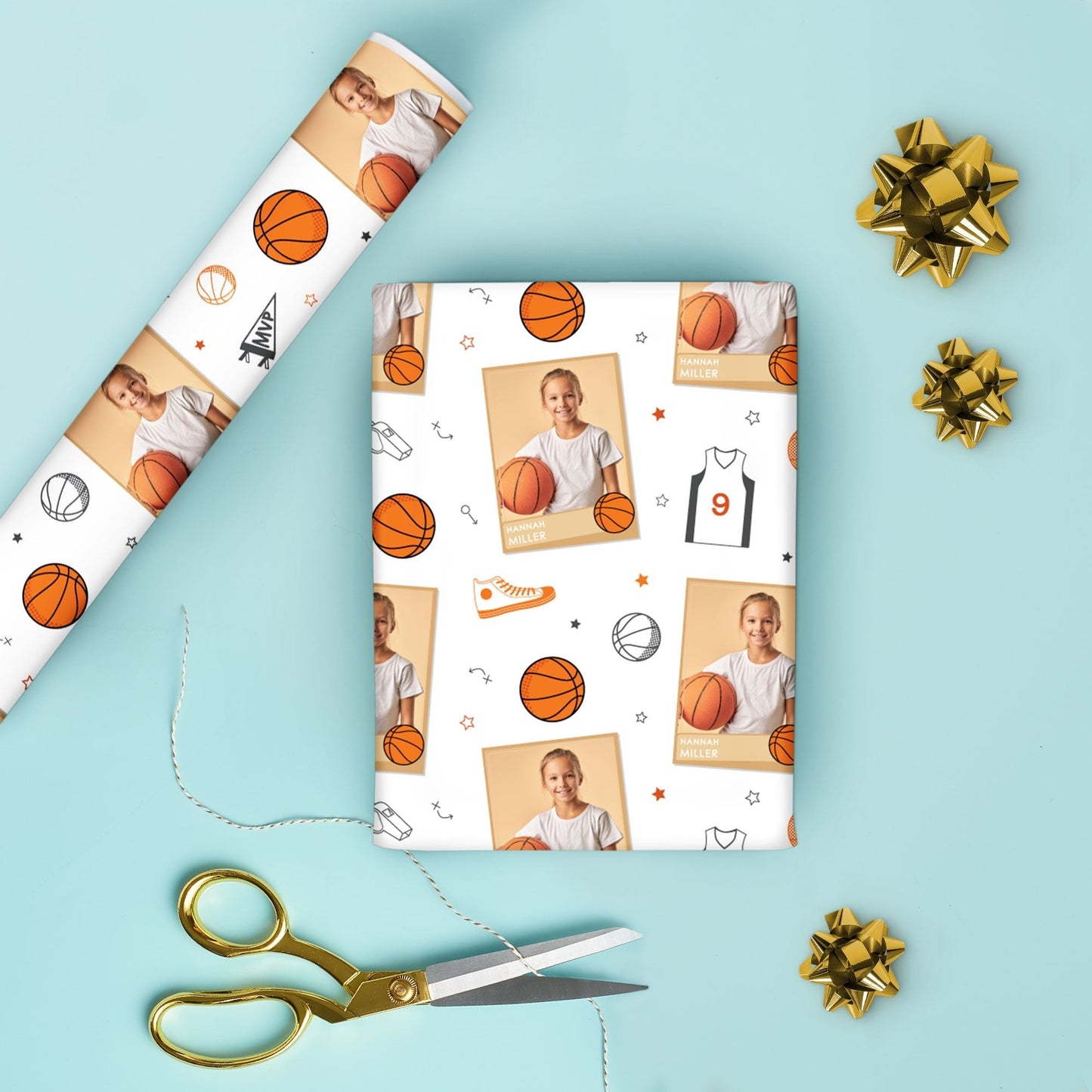 Custom Photo Wrapping Paper - Basketball