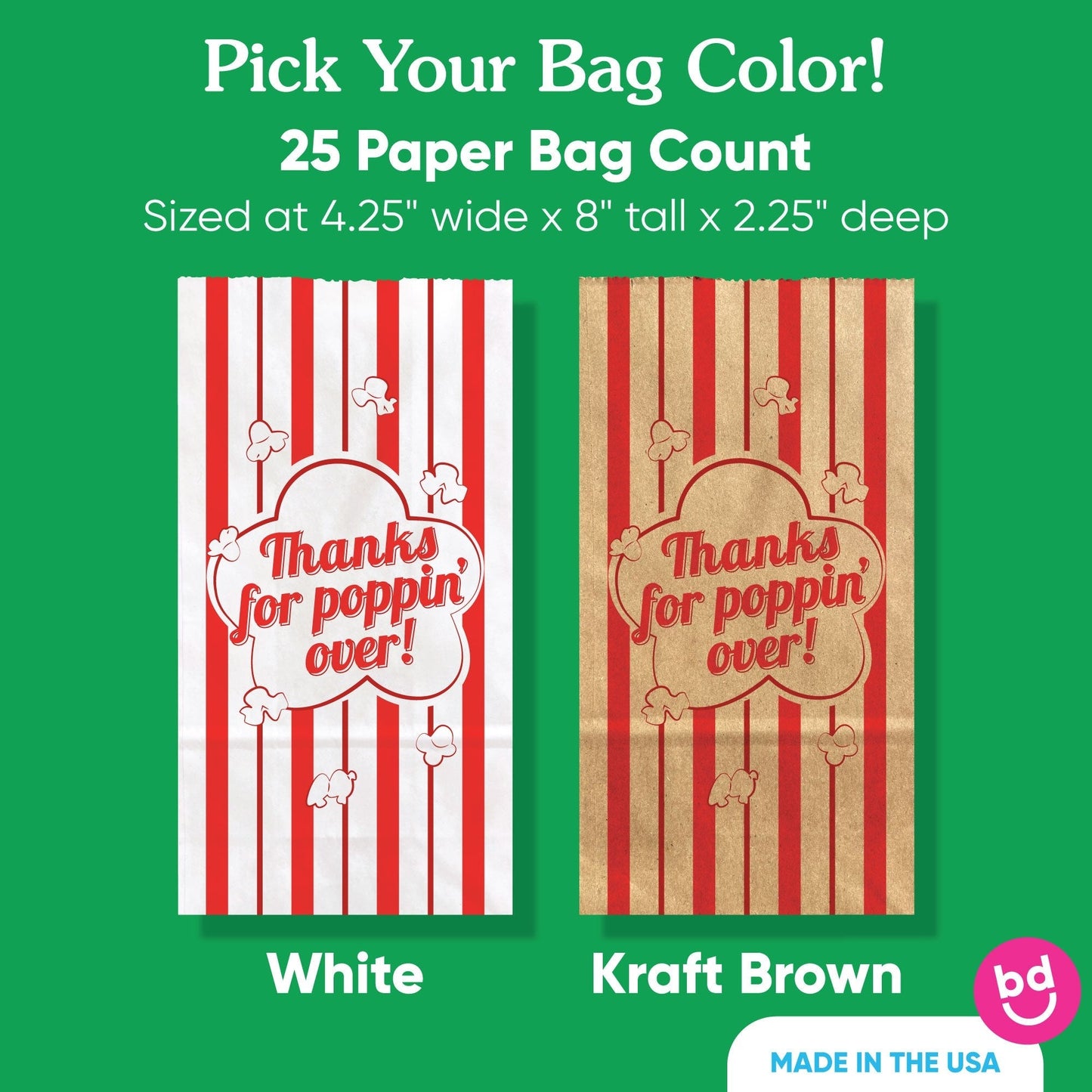 Popcorn Bags - Movie Night Thanks for Popping Over - 25 Ct
