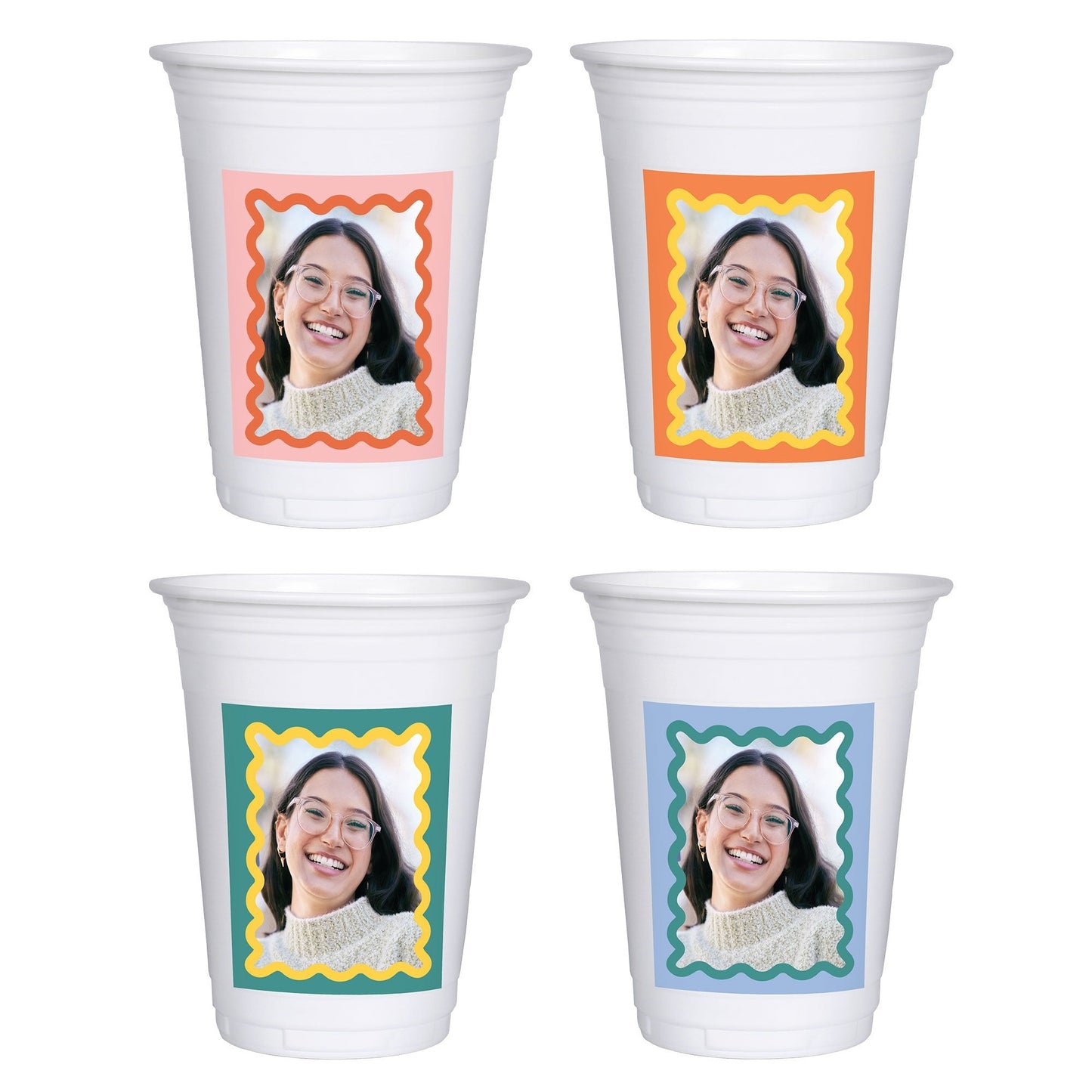 Custom Photo Party Cups - Wavy - 16 Ct
