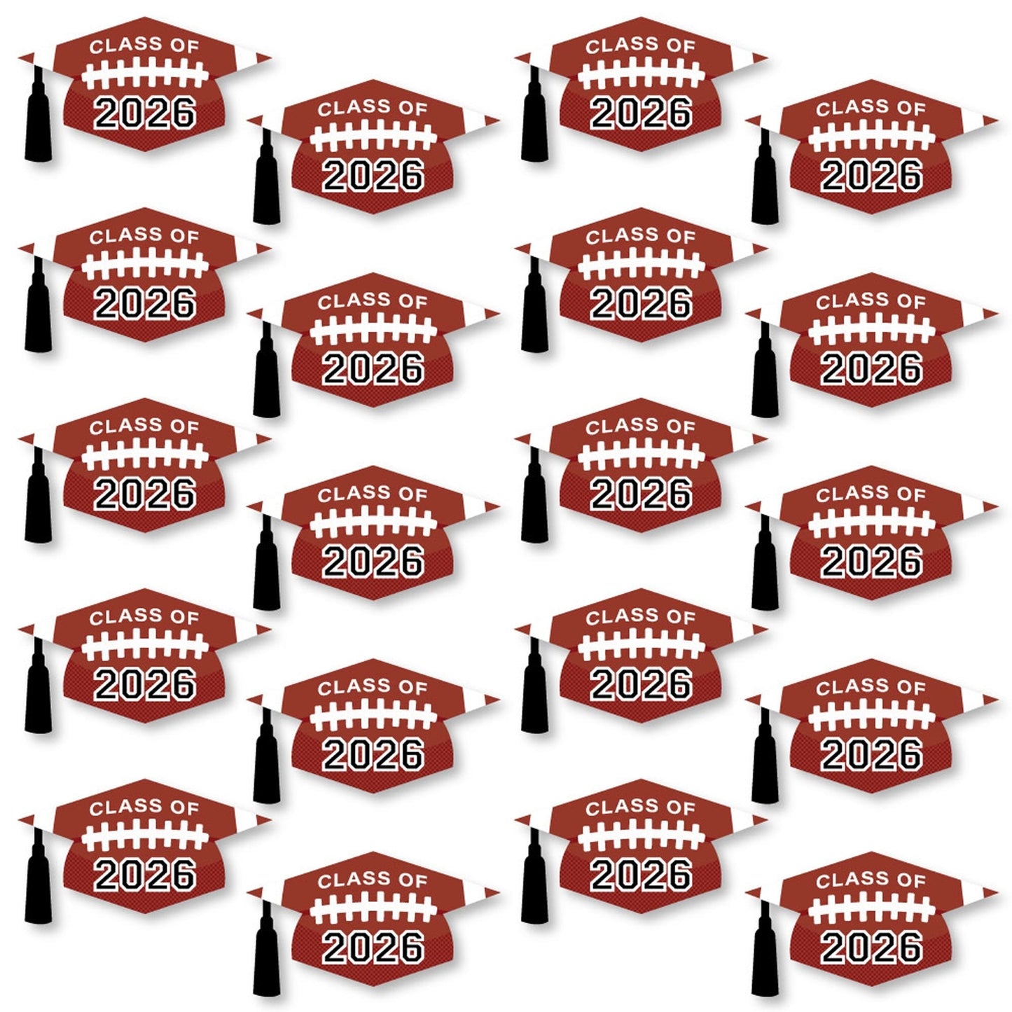 Grad Football - Grad Cap Decorations DIY 2026 Graduation Large Party Essentials - Set of 20