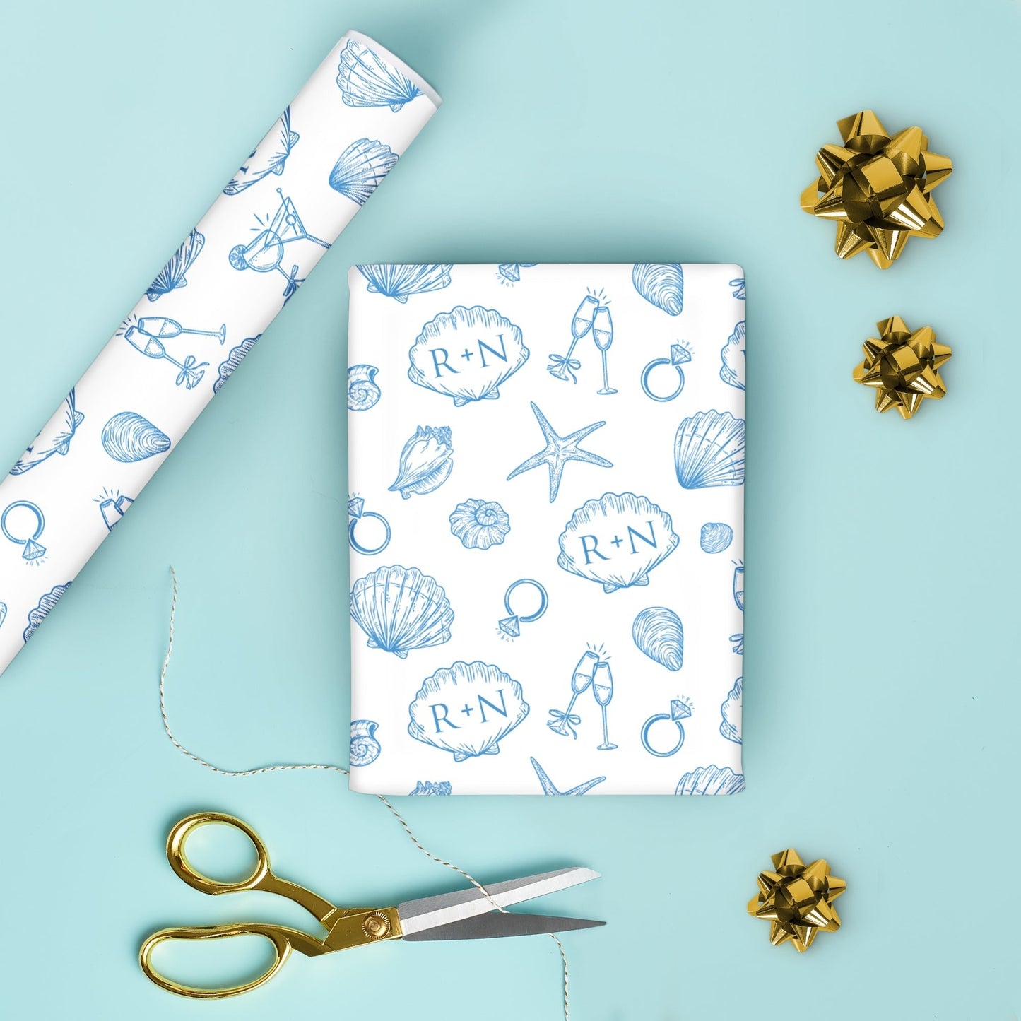 Custom Text Last Toast on the Coast Bachelorette Wrapping Paper