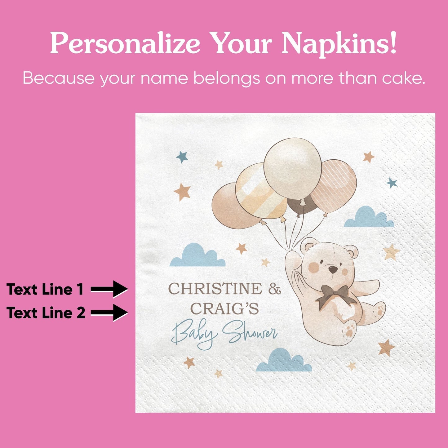 Custom Text Napkins - We Can Bearly Wait