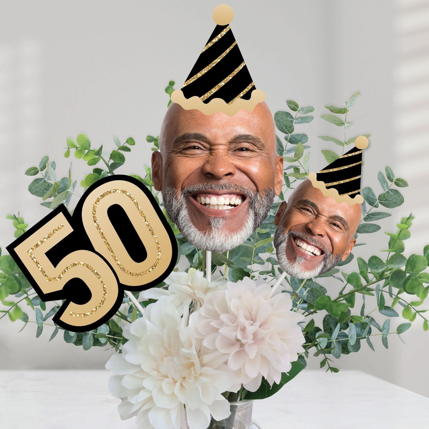 Custom Photo 50th Birthday Table Toppers - 15 Ct