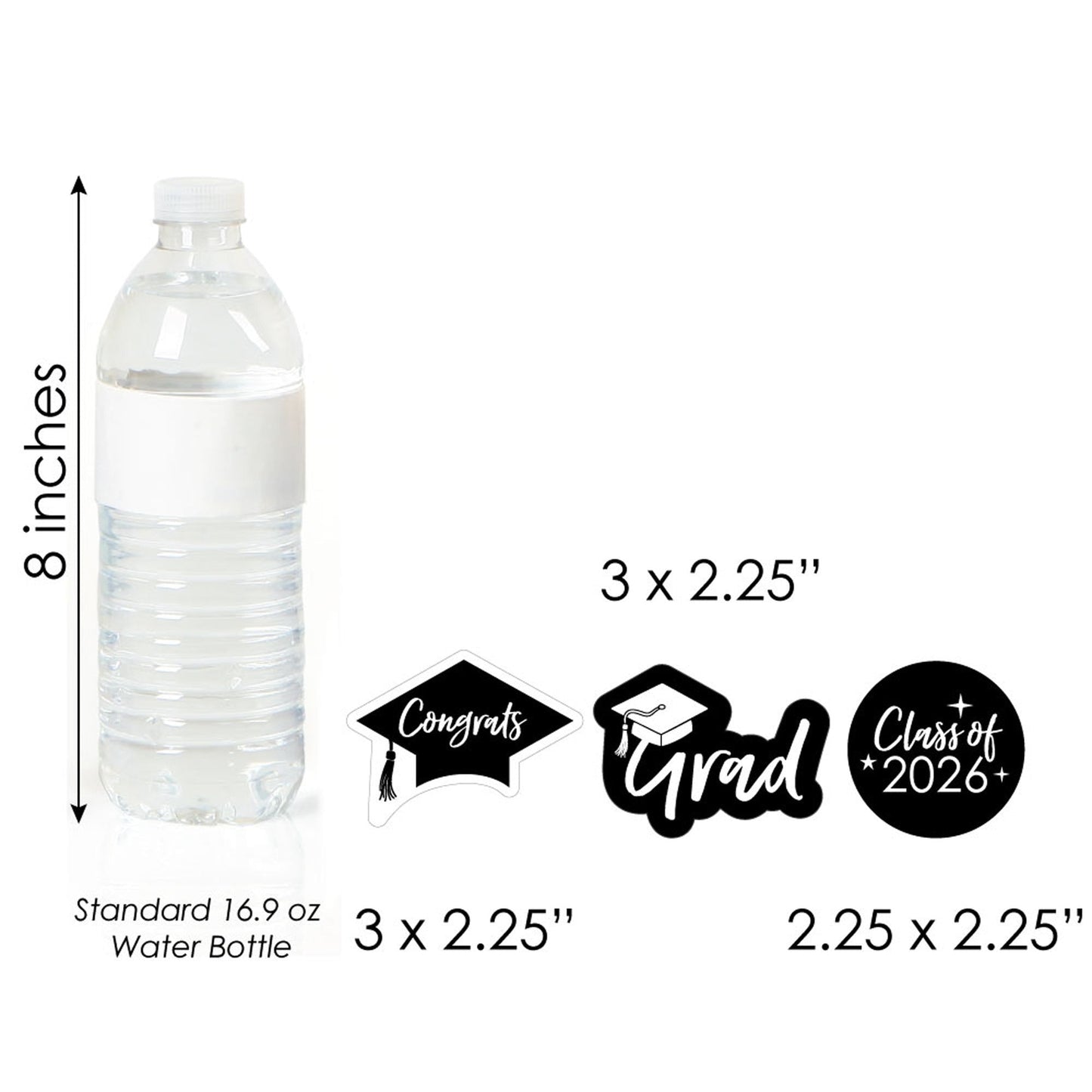 Black and White Grad - Best is Yet to Come - DIY Shaped 2026 Graduation Party Paper Cut-Outs - 24 ct