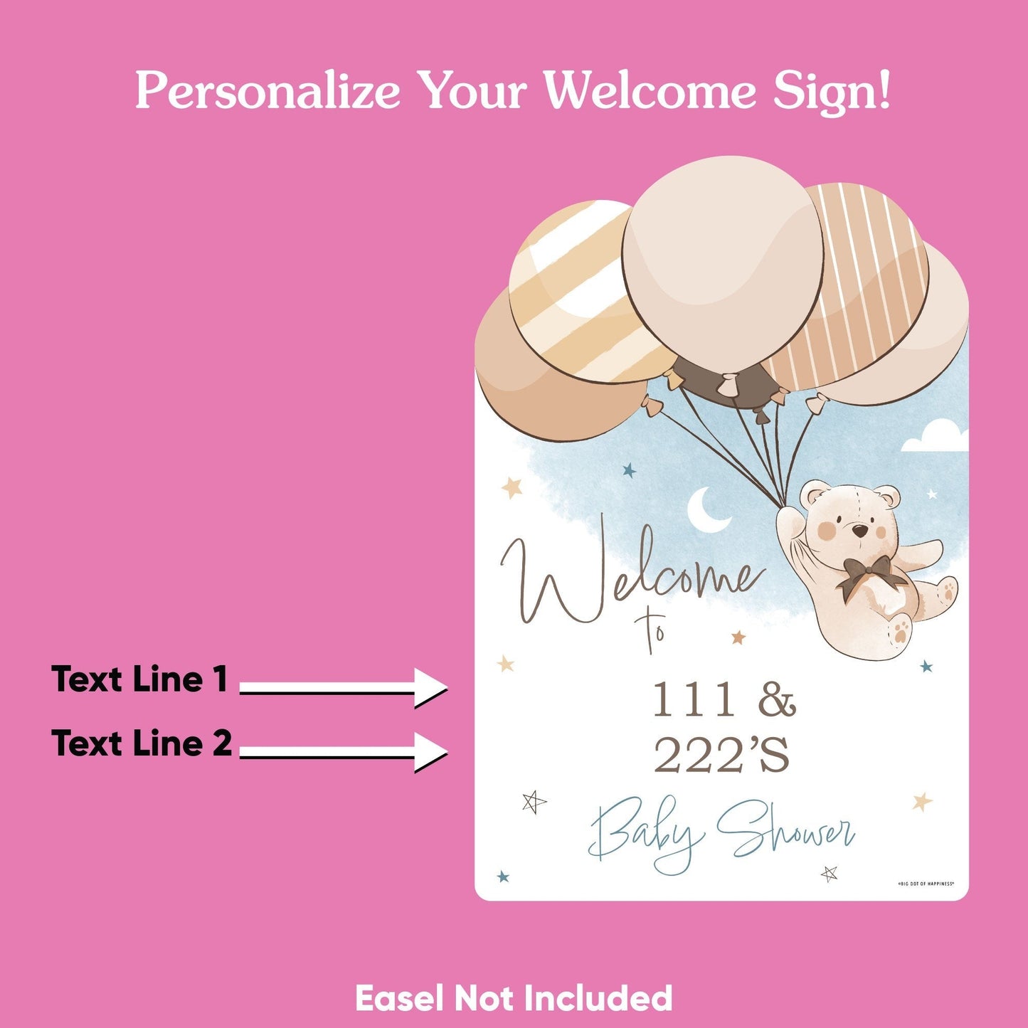 Personalized Text We Can Bearly Wait Baby Shower Welcome Sign (Select Your Size)