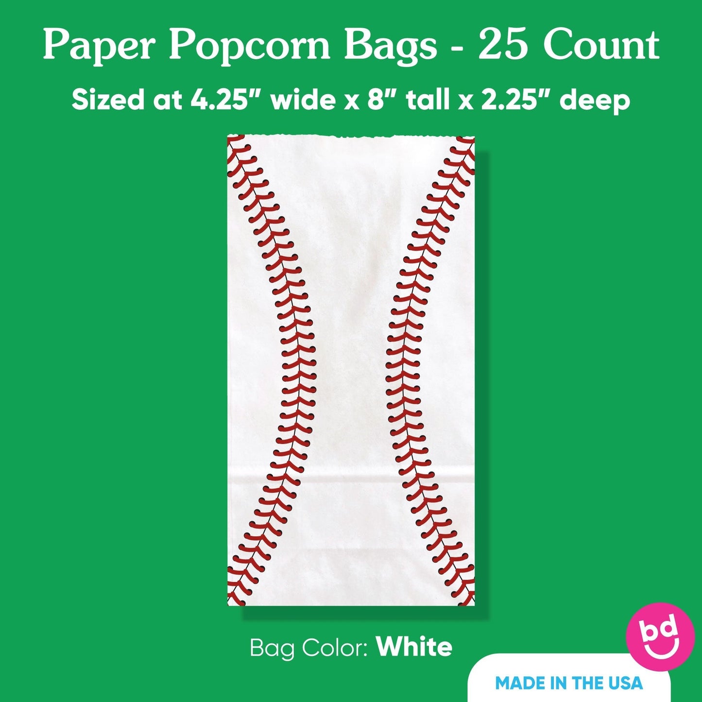 Popcorn Bags - Baseball - 25 Ct