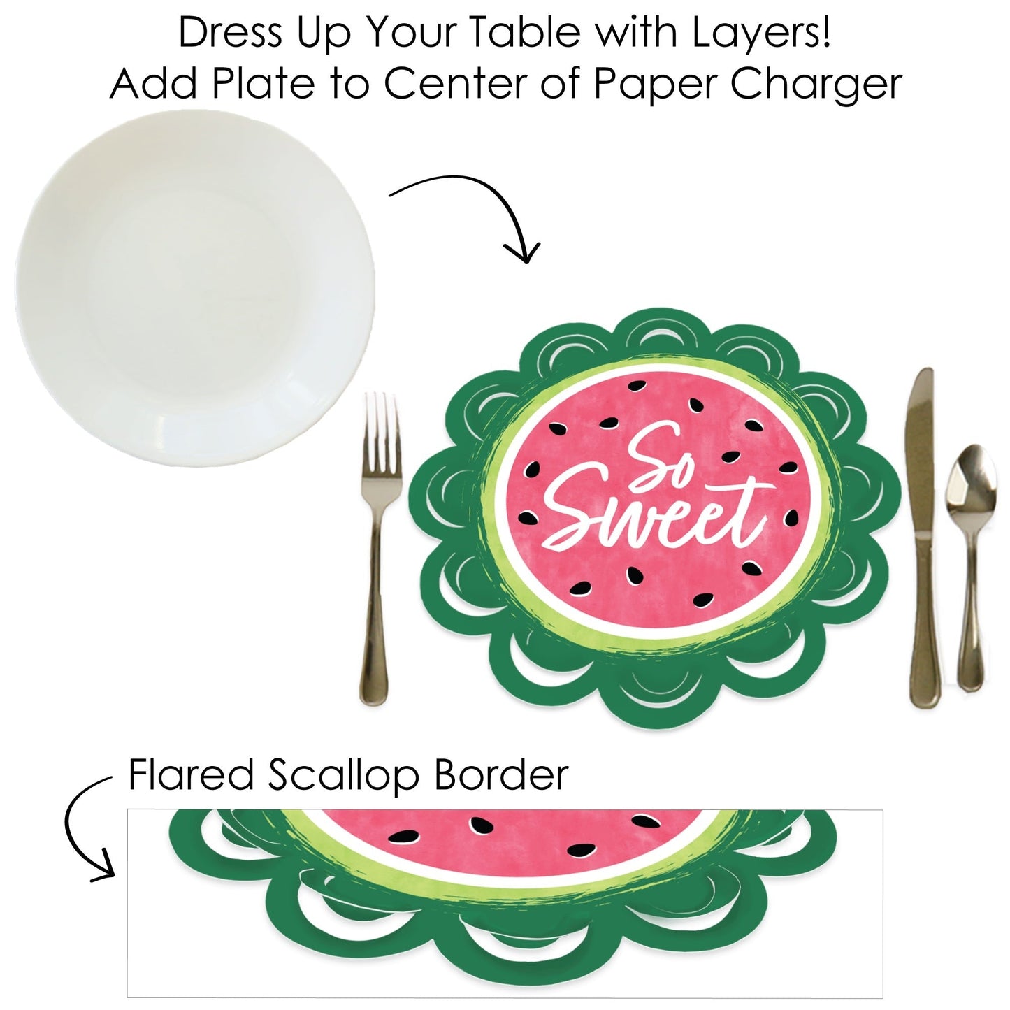 Sweet Watermelon - Fruit Party Round Table Decorations - Paper Chargers - Place Setting For 12