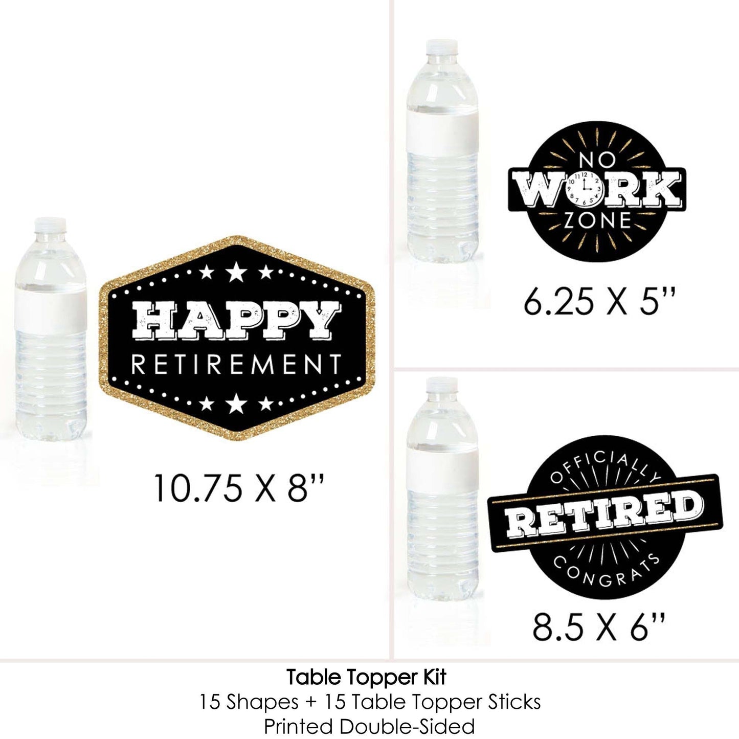 Happy Retirement - Retirement Party Centerpiece Sticks - Table Toppers - Set of 15