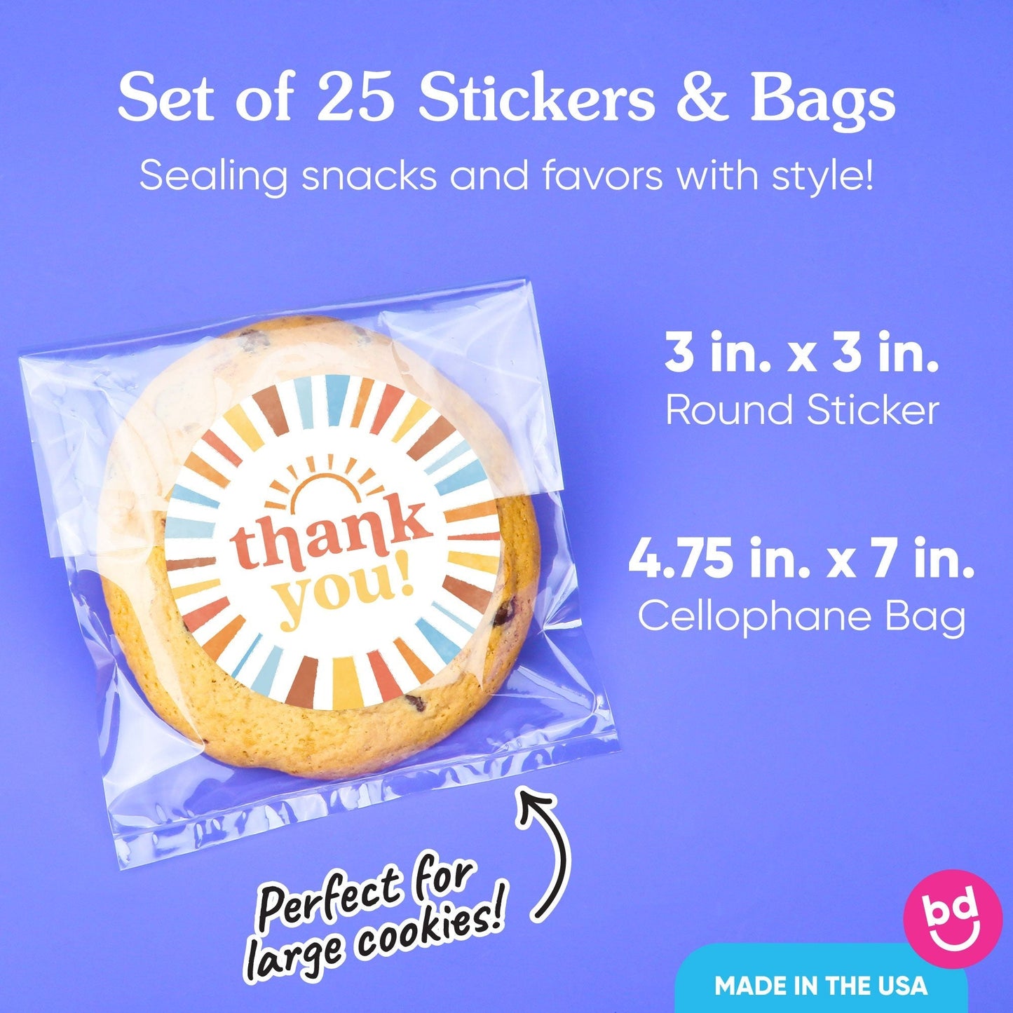 Here Comes the Son Stickers & Clear Cookie Bags - 25 Ct