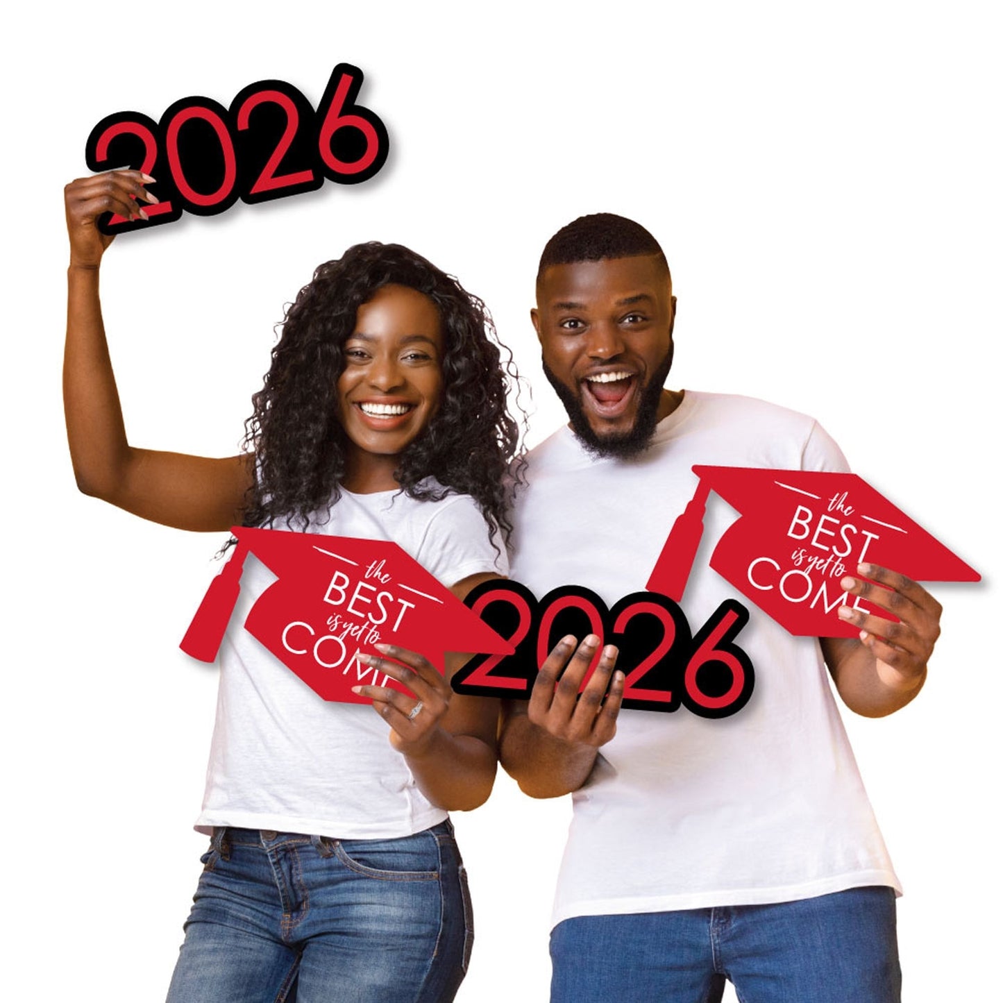 Red Grad - Best is Yet to Come - Yard Sign & Outdoor Lawn Decorations - 2026 Graduation Party Yard Signs - Set of 8