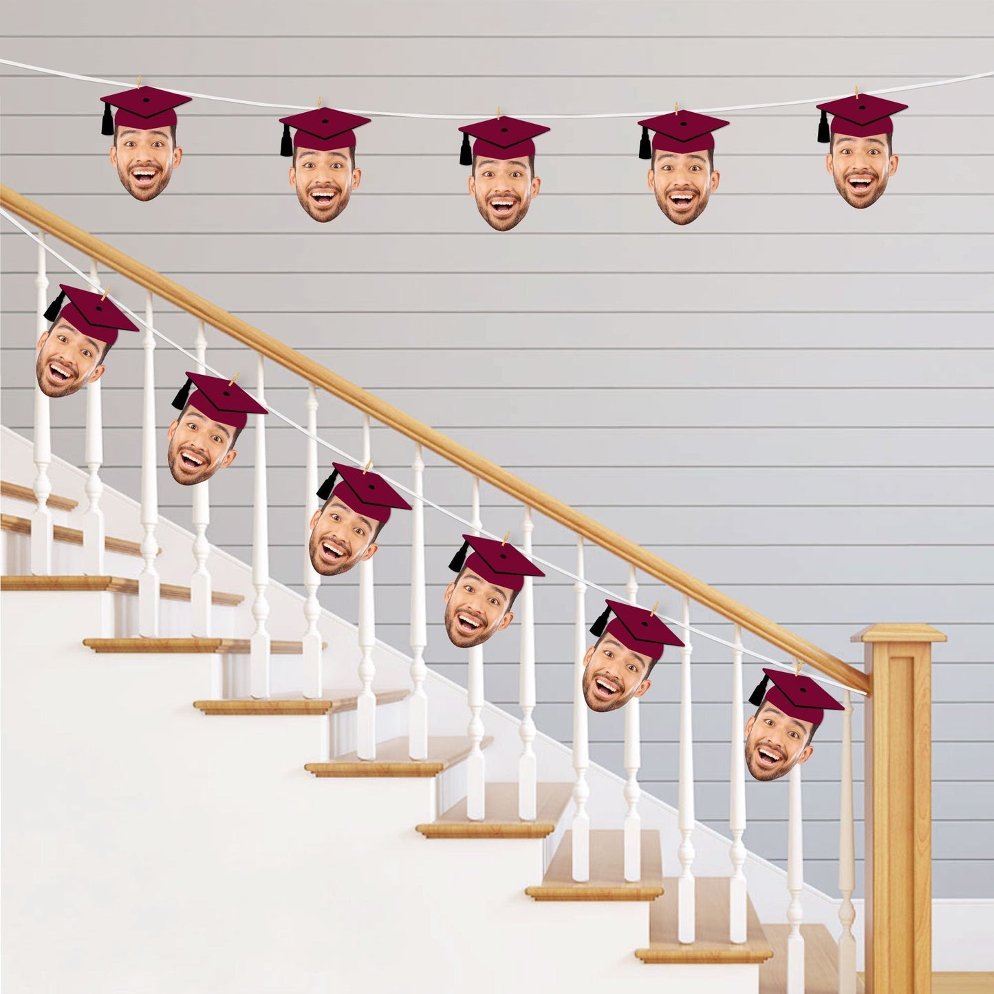 Custom Fun Face Maroon Grad Cap Essentials - 20 Ct