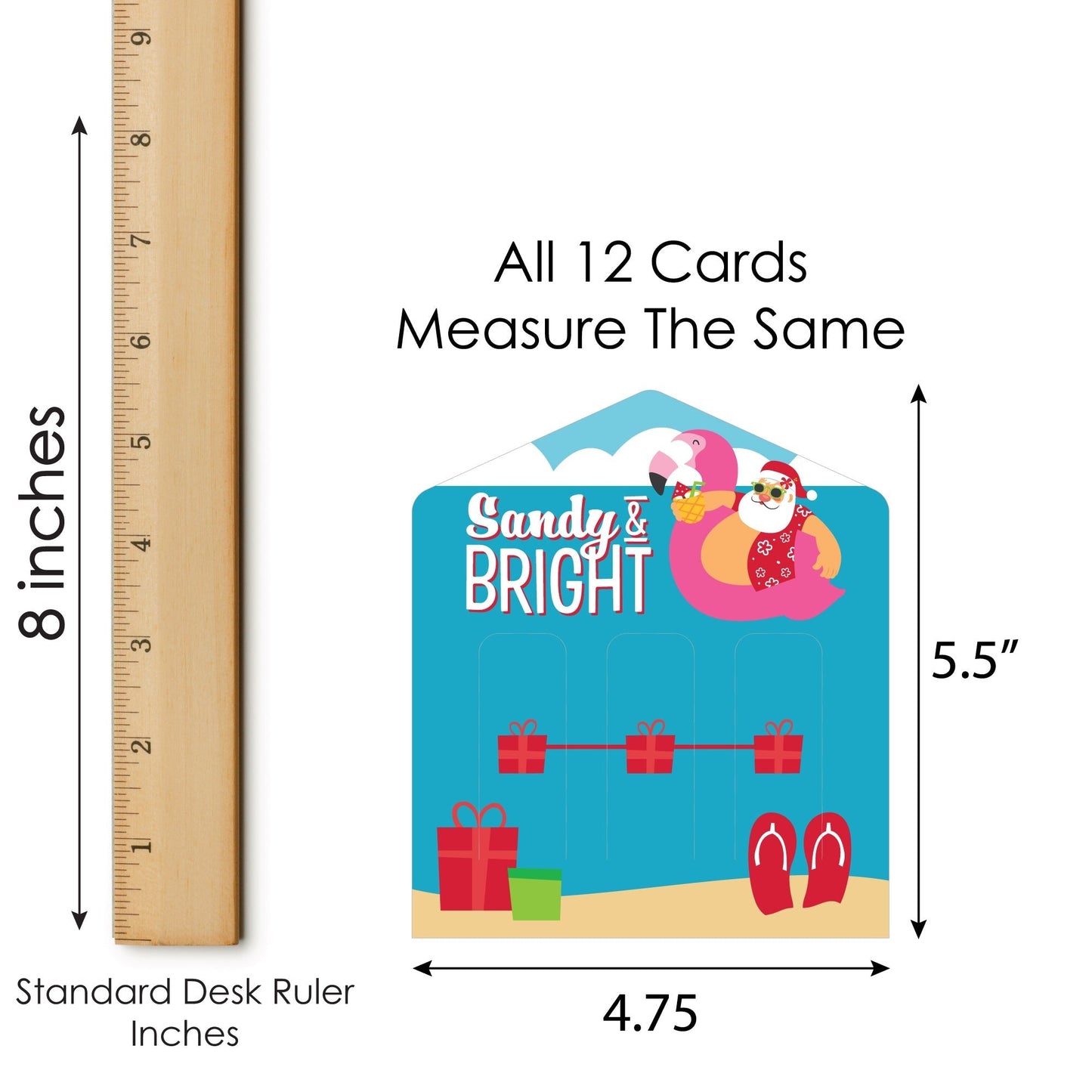 Tropical Christmas - Beach Santa Holiday Party Game Pickle Cards - Pull Tabs 3-in-a-Row - Set of 12