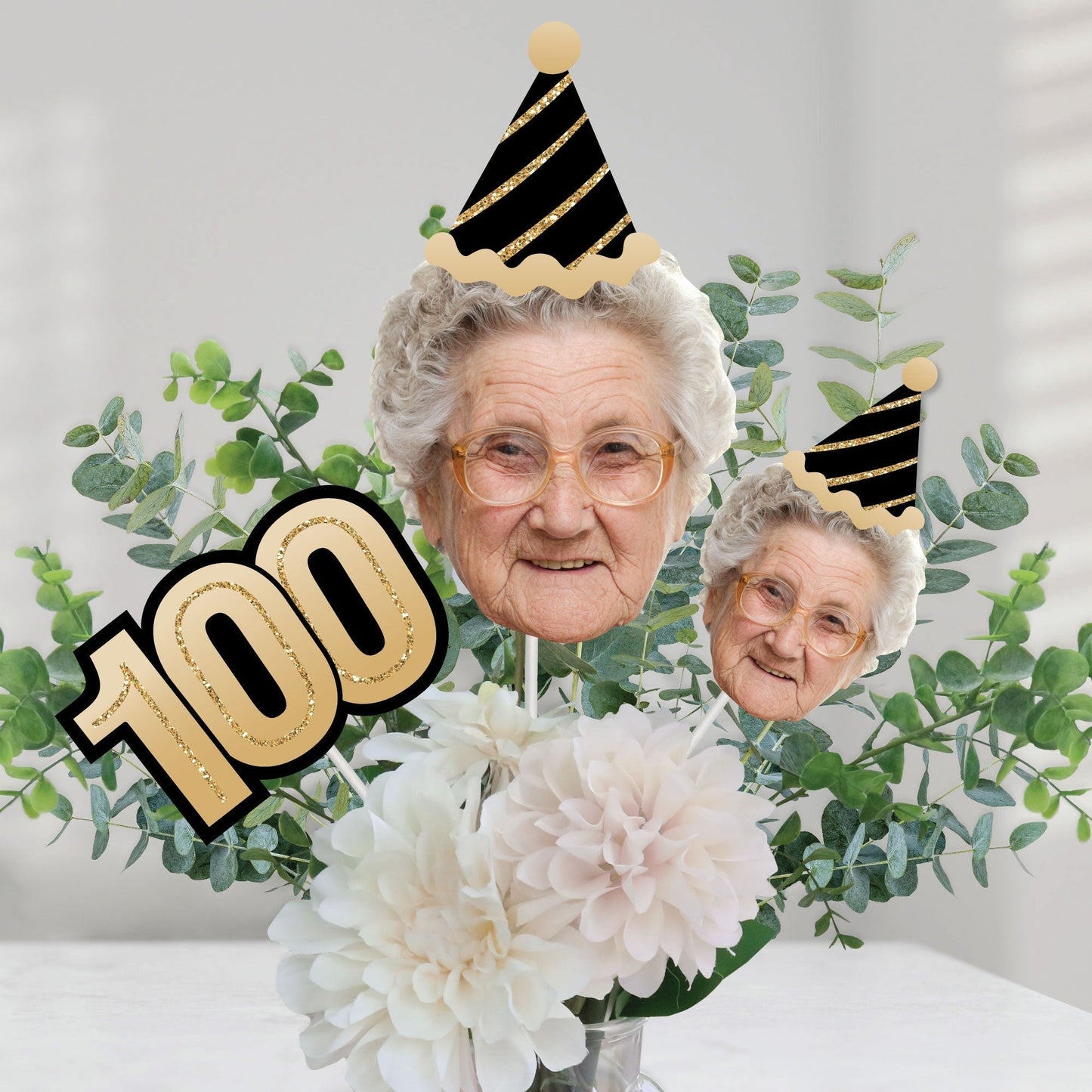 Custom Photo 100th Birthday Table Toppers - 15 Ct
