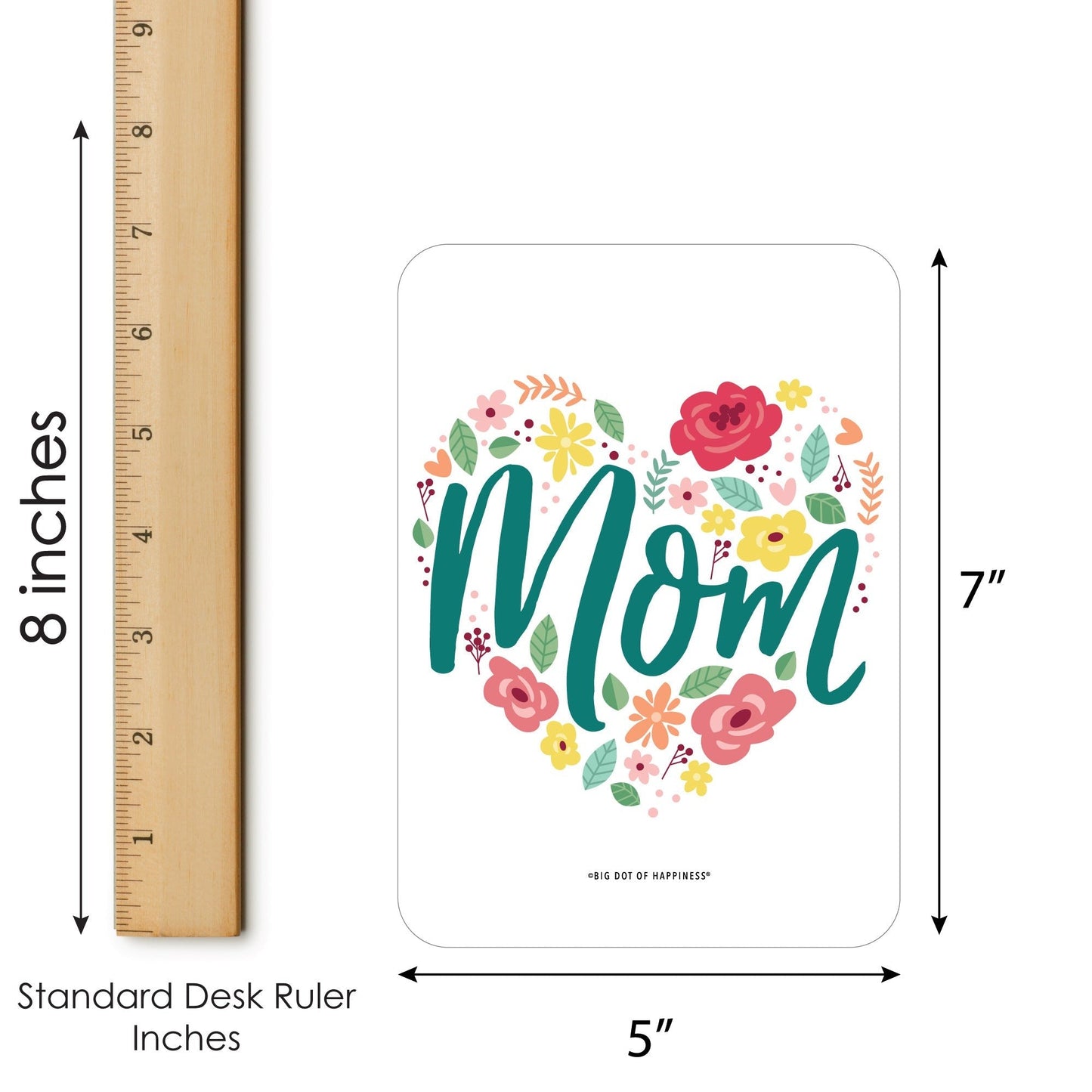 Colorful Floral Happy Mother's Day - Bingo Cards and Markers - We Love Mom Party Shaped Bingo Game - Set of 18