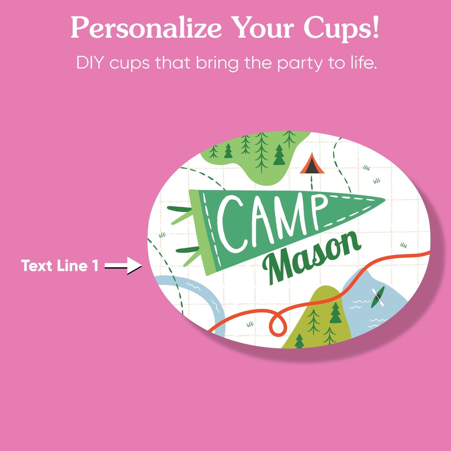 Custom Text Party Cups - Camping - 16 Ct