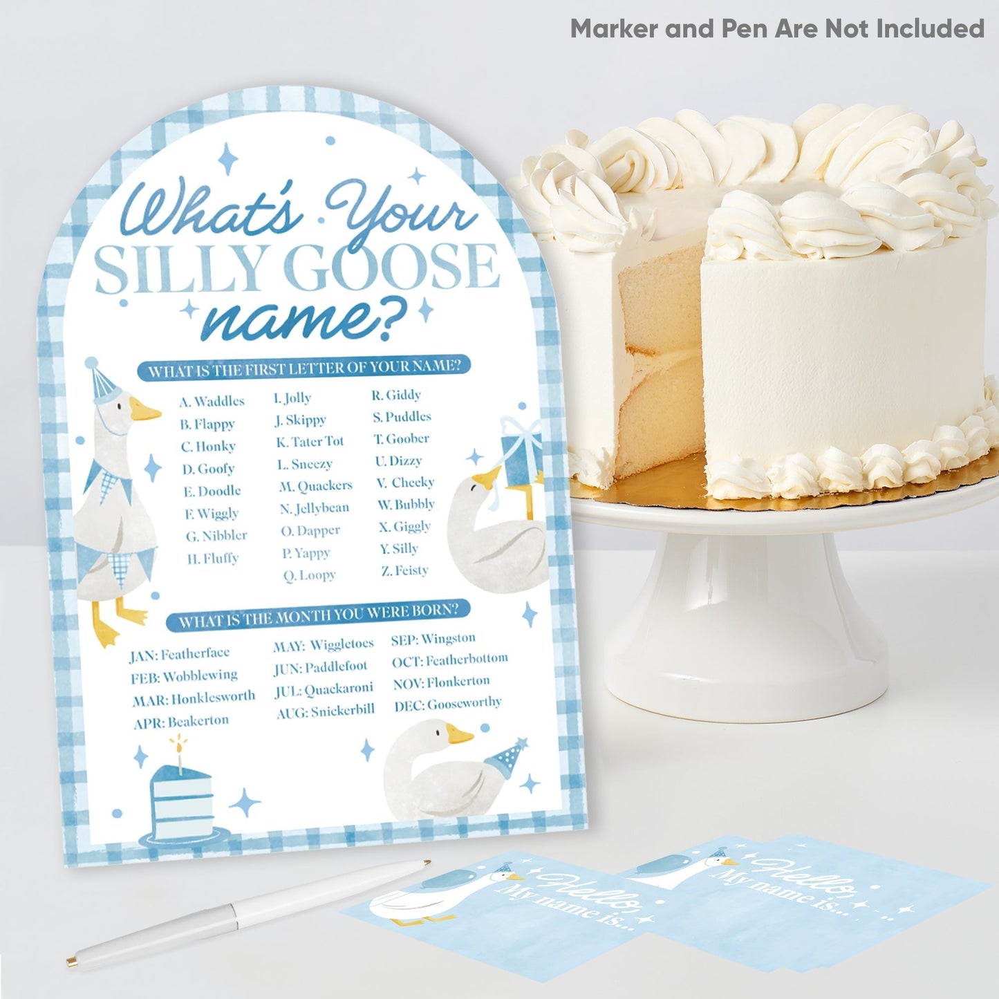 One Silly Goose Blue What's Your Name Party Game
