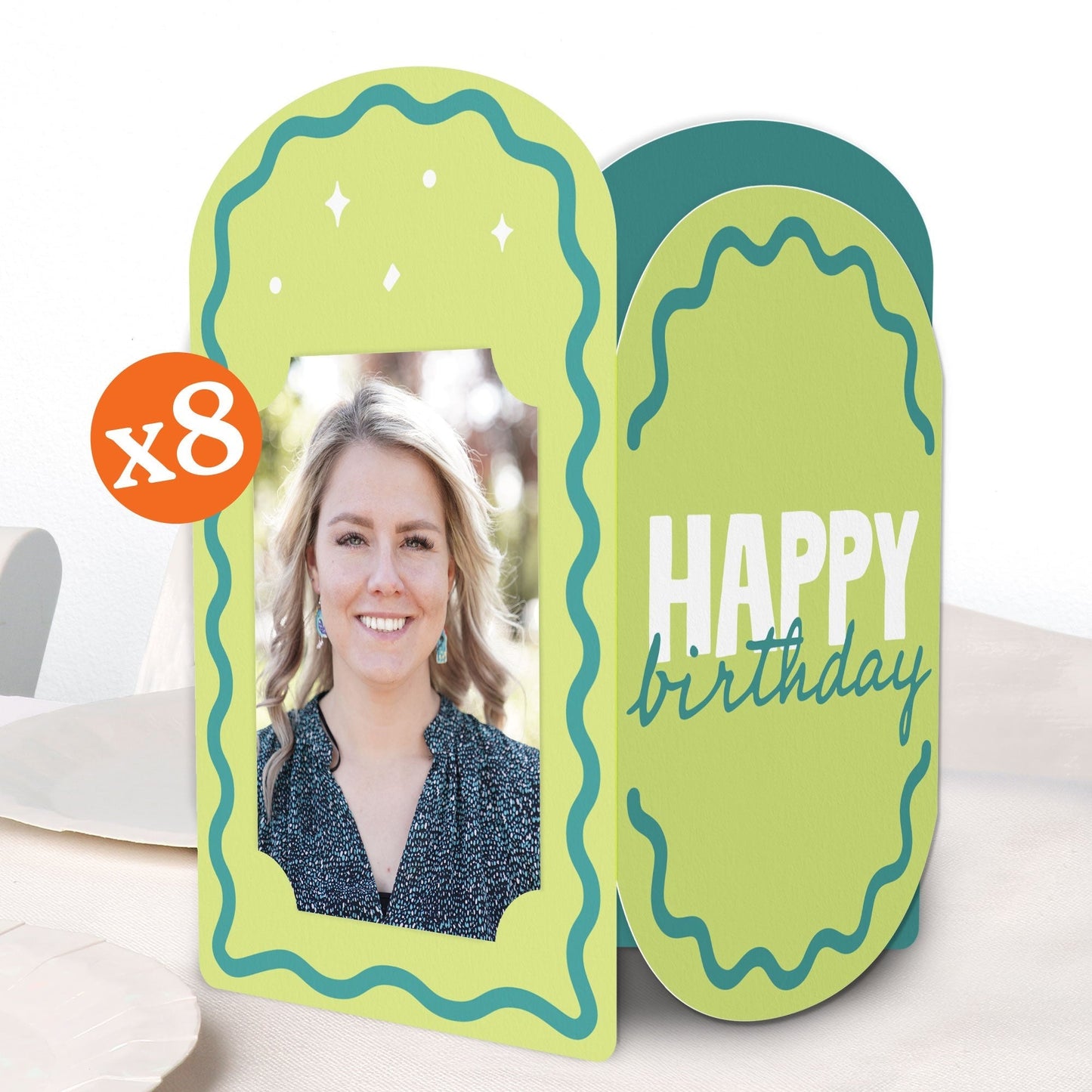 Wavy Birthday Photo Centerpieces - 8 Ct