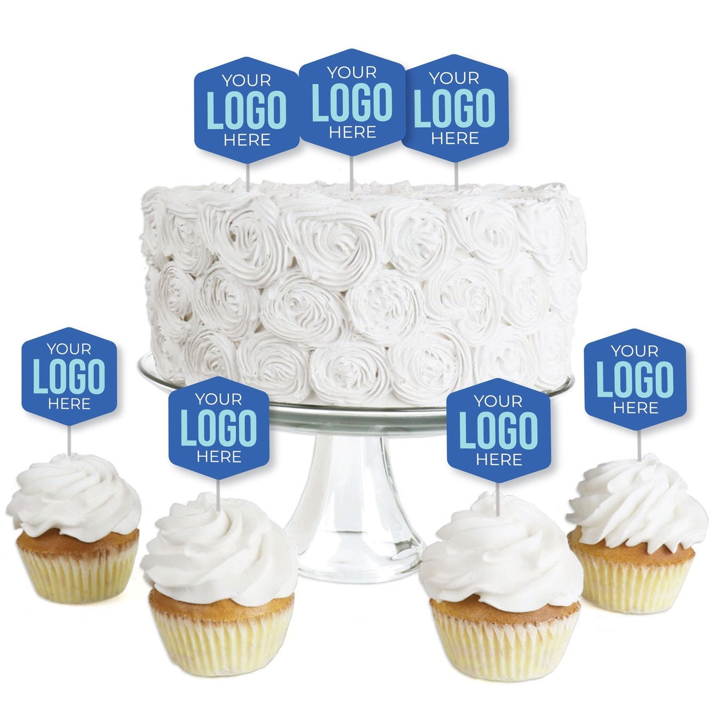 Custom Logo Treat Picks - Personalized Branded Business Party Dessert Cupcake Toppers - Set of 24