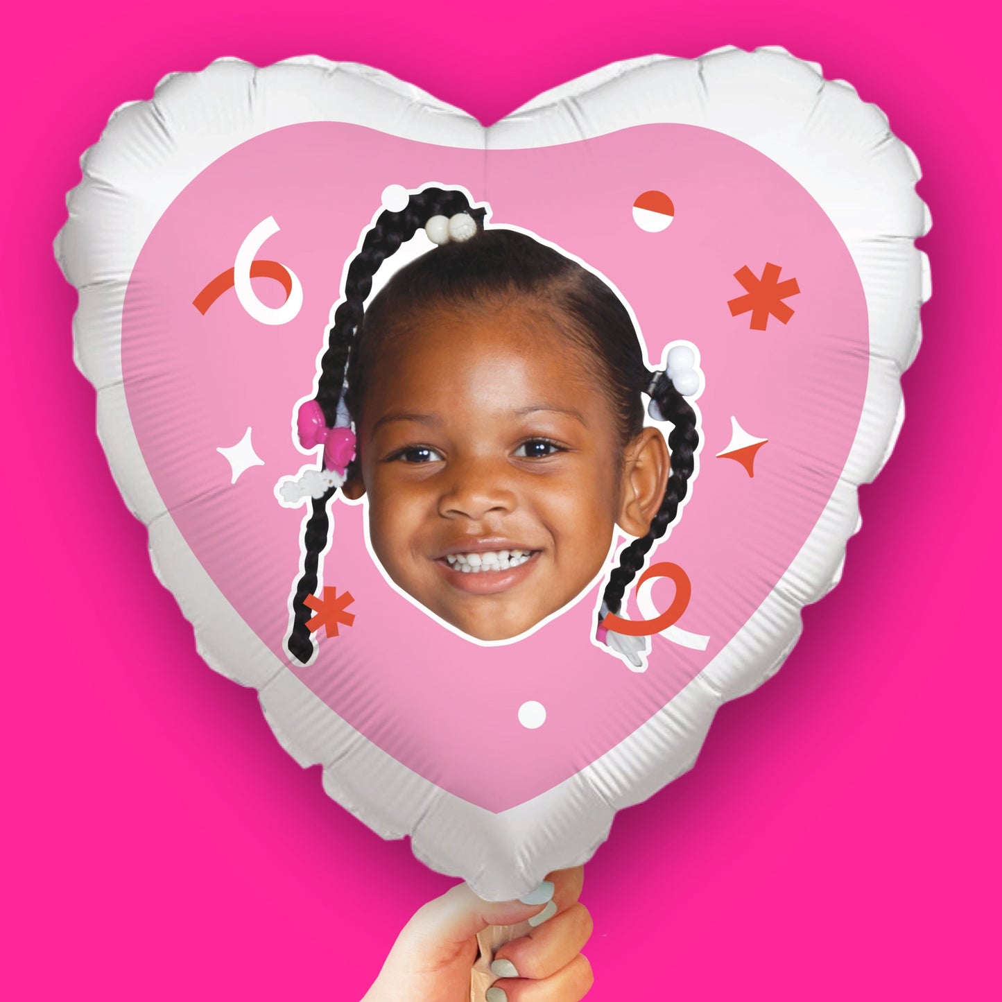 Personalized Fun Face Pink Heart Balloon – Double Sided – 1 Count