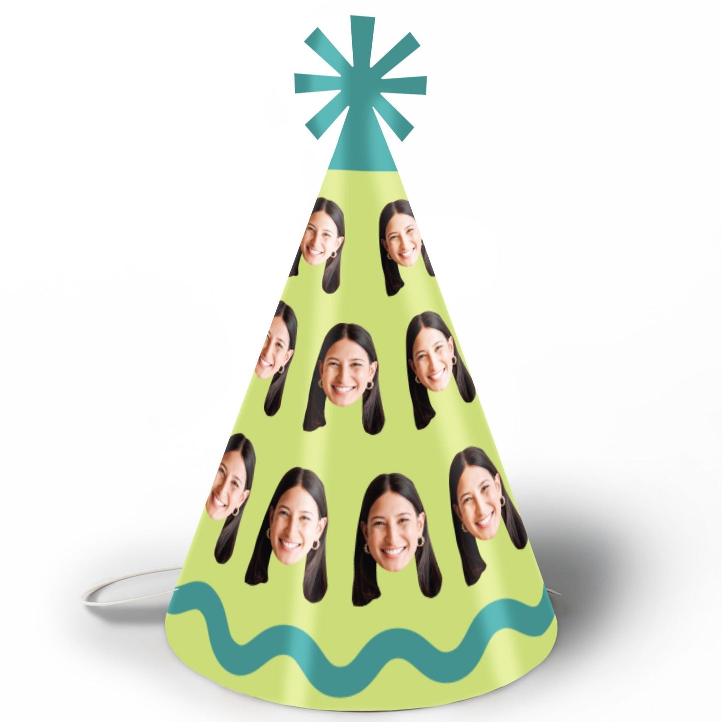 Custom Face Wavy Birthday Cone Hat - 8 Ct