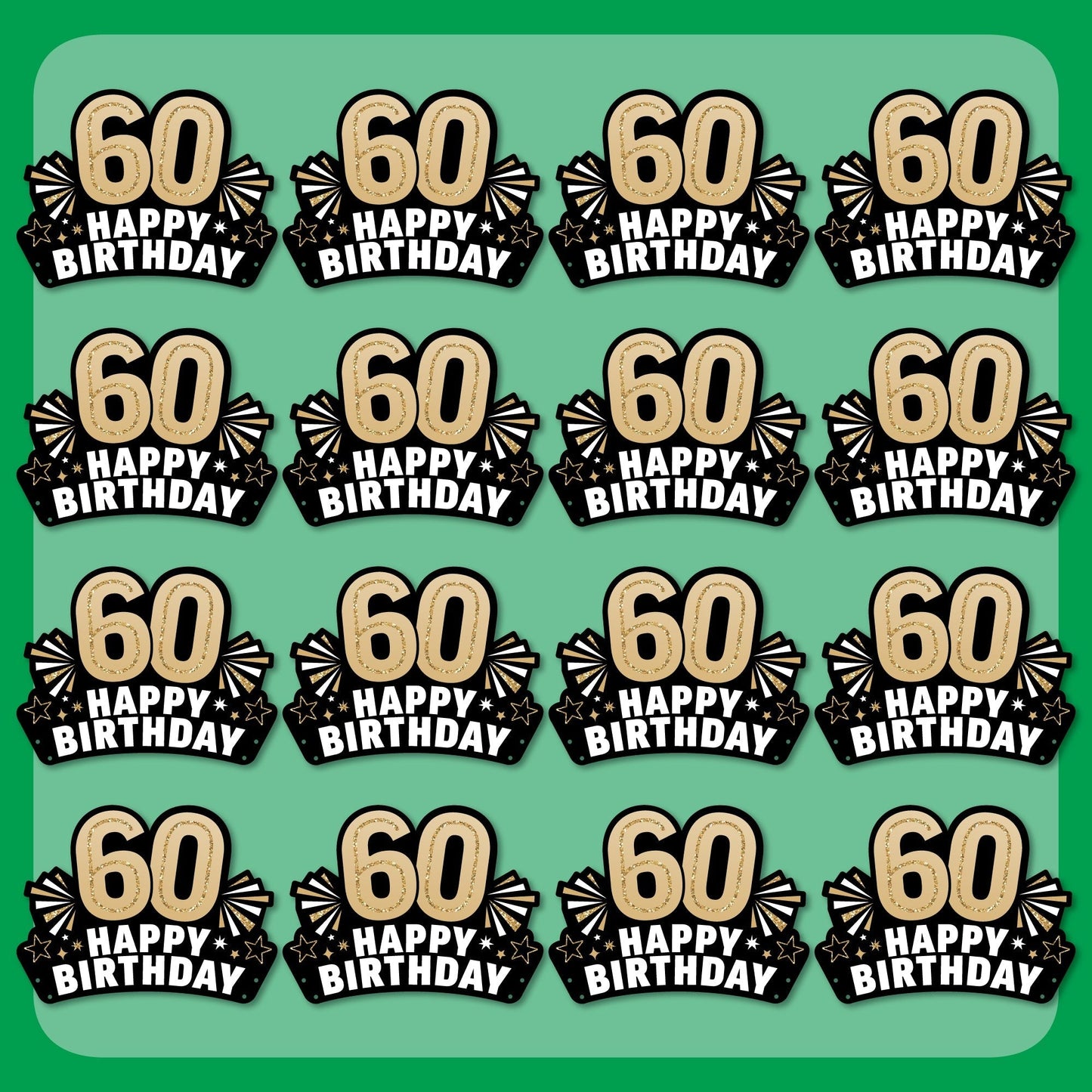 60th Birthday Paper Headbands - 16 Ct