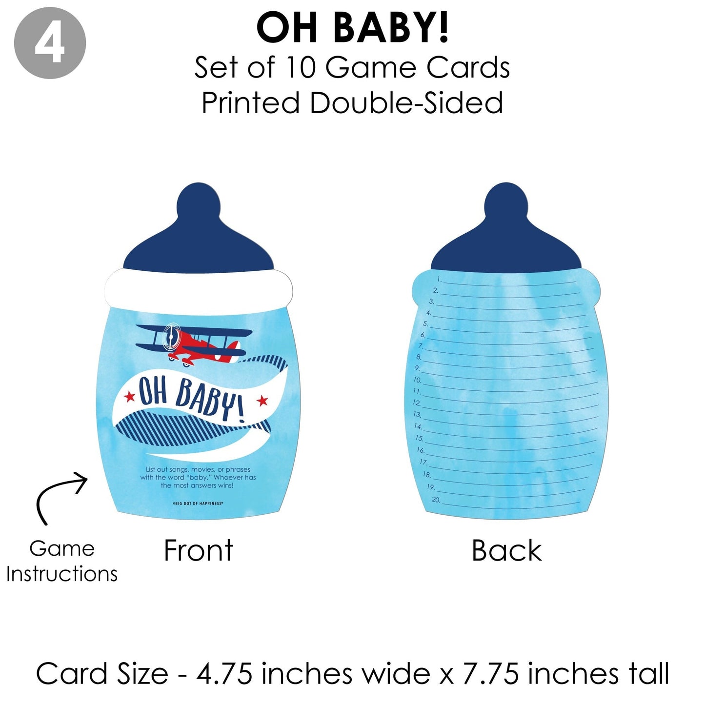 Taking Flight - Airplane - 4 Vintage Plane Baby Shower Games - 10 Cards Each - Gamerific Bundle
