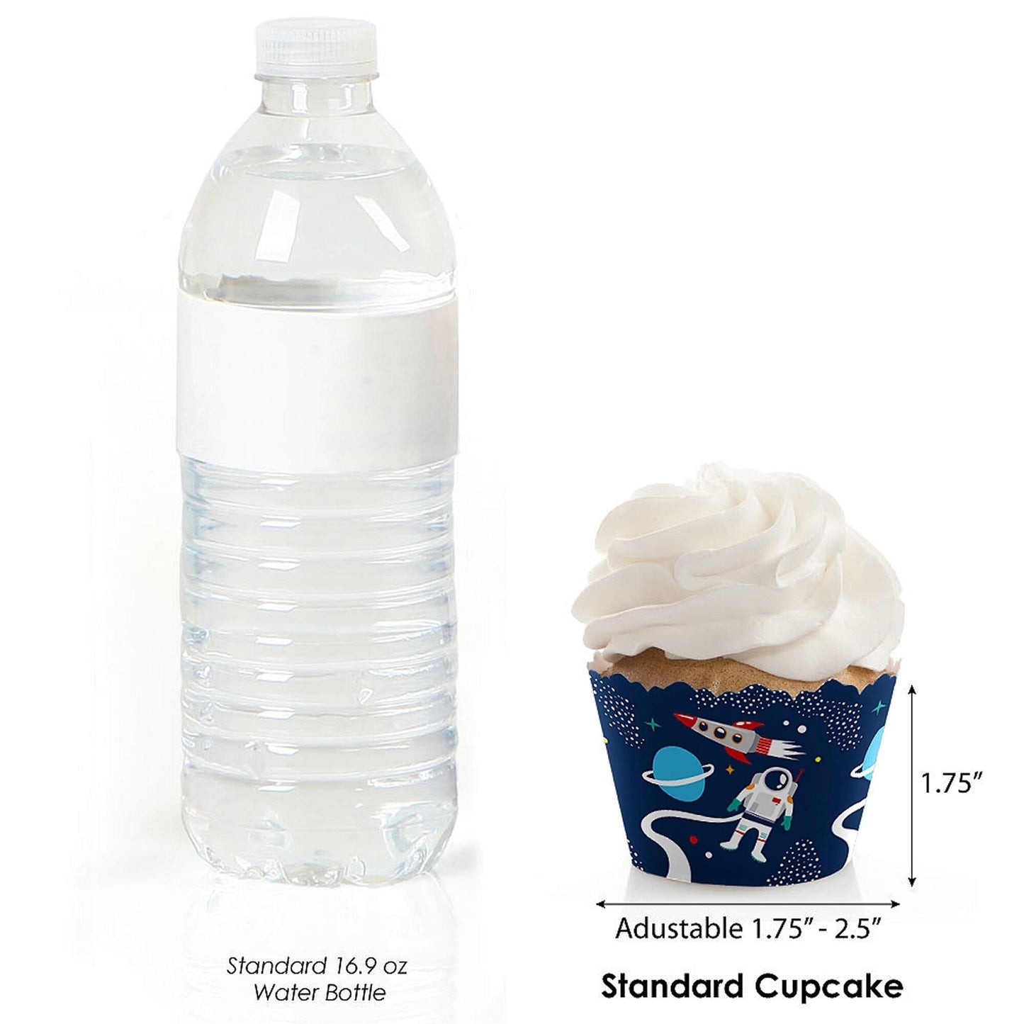 Blast Off to Outer Space - Rocket Ship Baby Shower or Birthday Party Decorations - Party Cupcake Wrappers - Set of 12