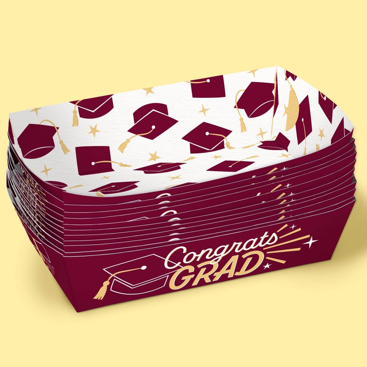 Maroon Graduation Paper Food Trays
