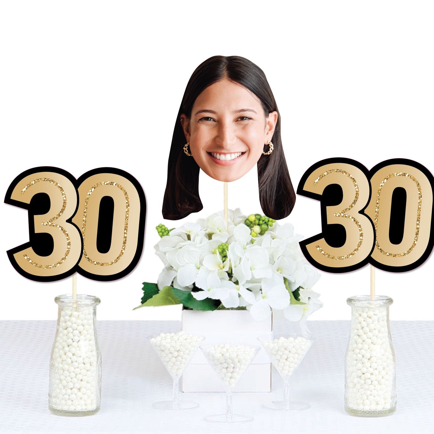 Custom Photo 30th Birthday Face Cutout Essentials - 20 Ct