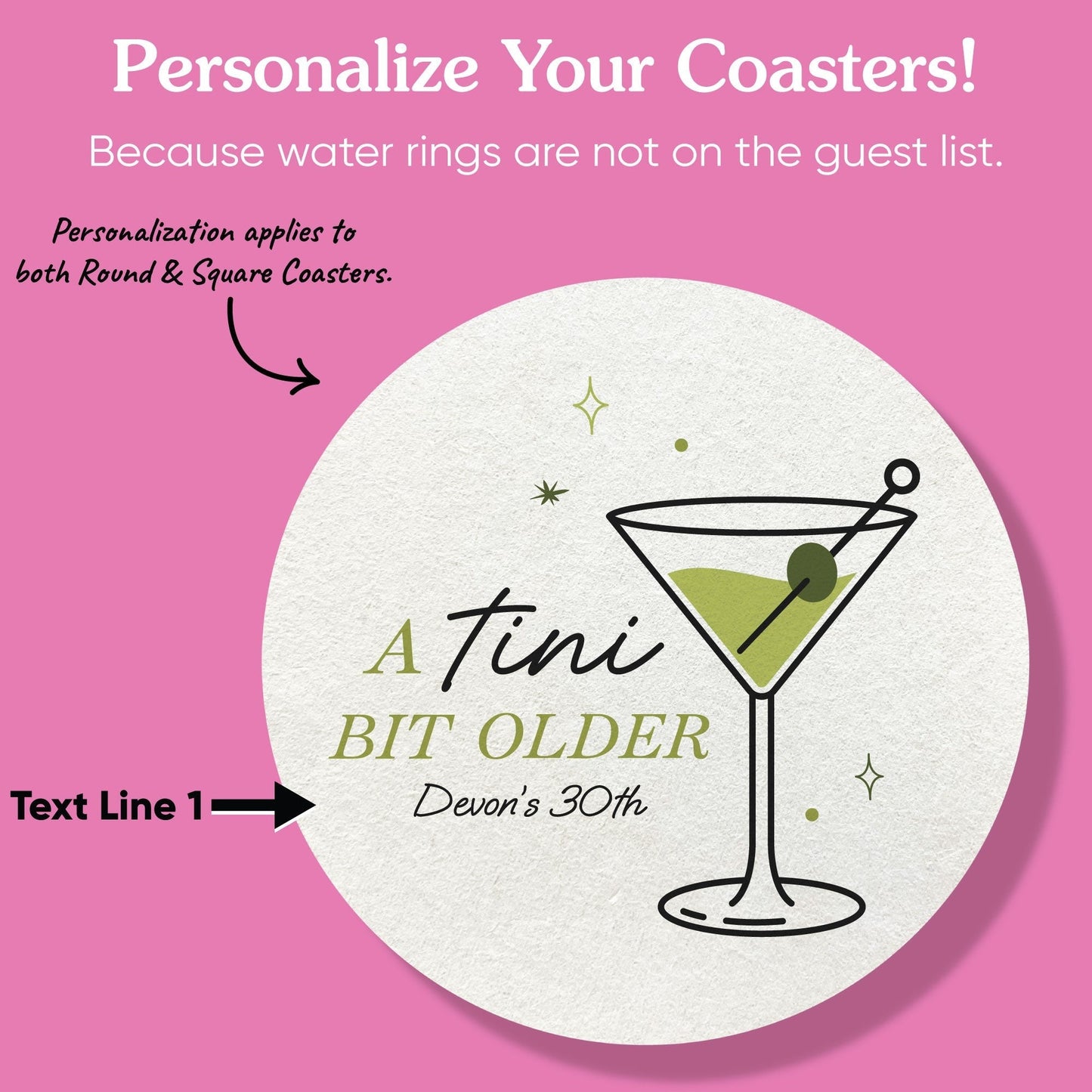 Custom Text Coasters - A Tini Bit Older