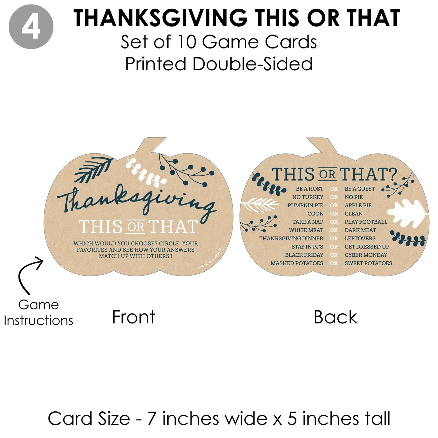 Happy Thanksgiving - 4 Fall Harvest Party Games - 10 Cards Each - What's Your Turkey Name, Photo Scavenger Hunt, This or That, Thankful A-Z - Gamerific Bundle