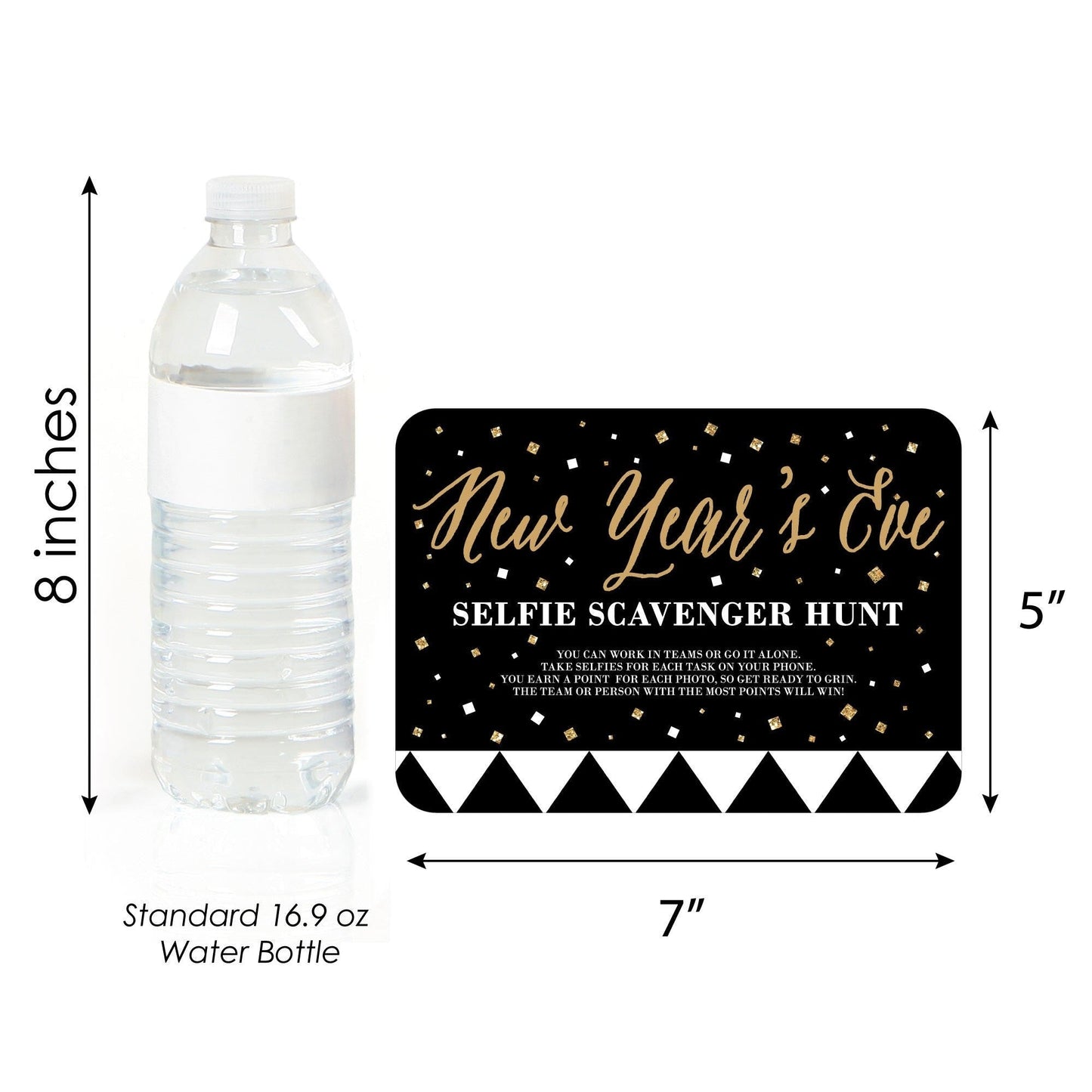 New Year's Eve - Gold - Selfie Scavenger Hunt - New Years Eve Game - Set of 12