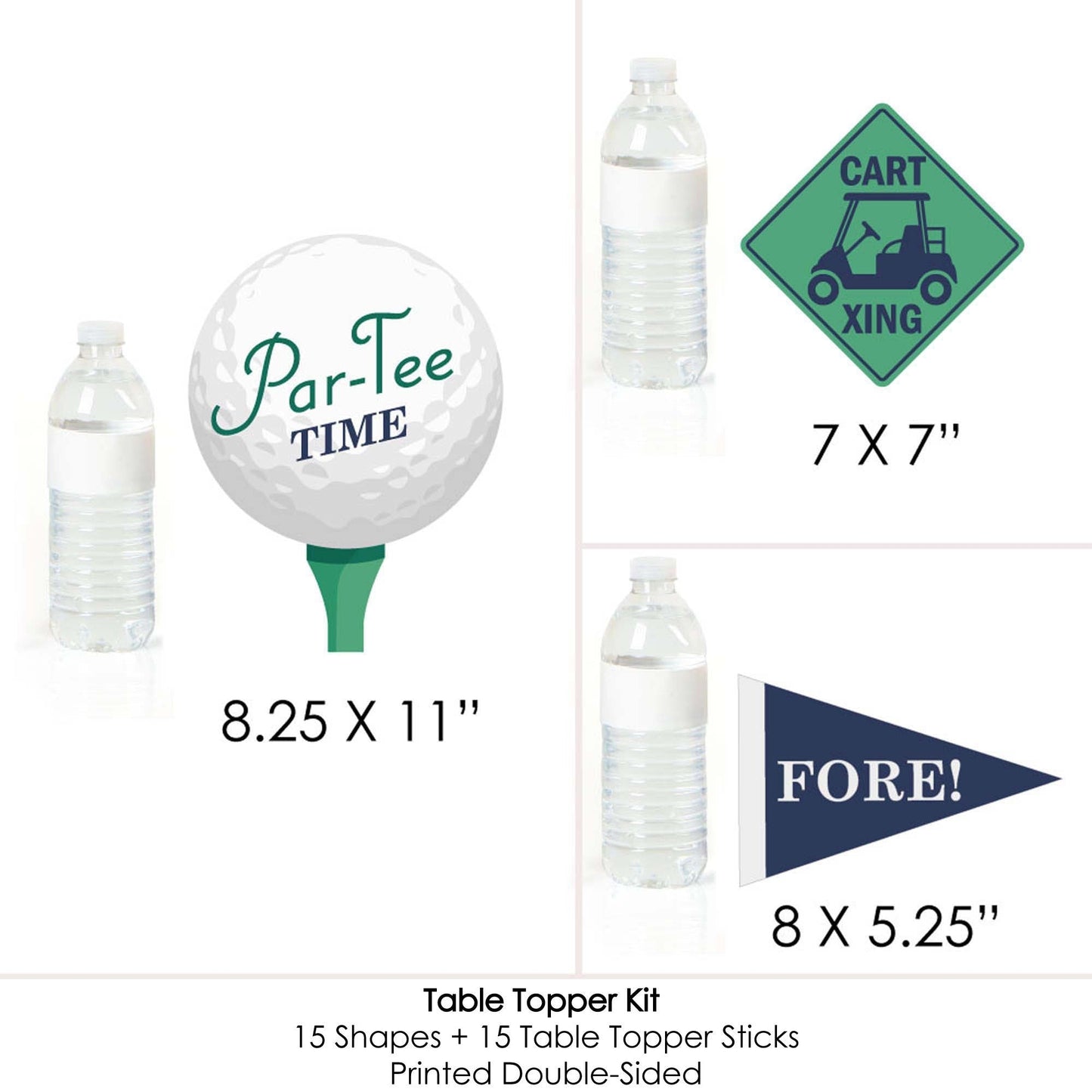 Par-Tee Time - Golf - Birthday or Retirement Party Centerpiece Sticks - Table Toppers - Set of 15