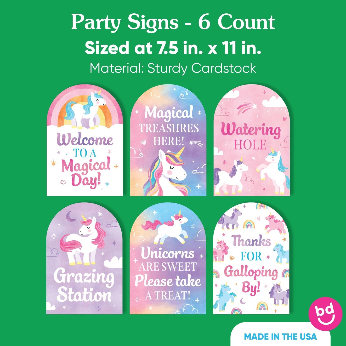 Unicorn Party Signs Set - 6 Ct