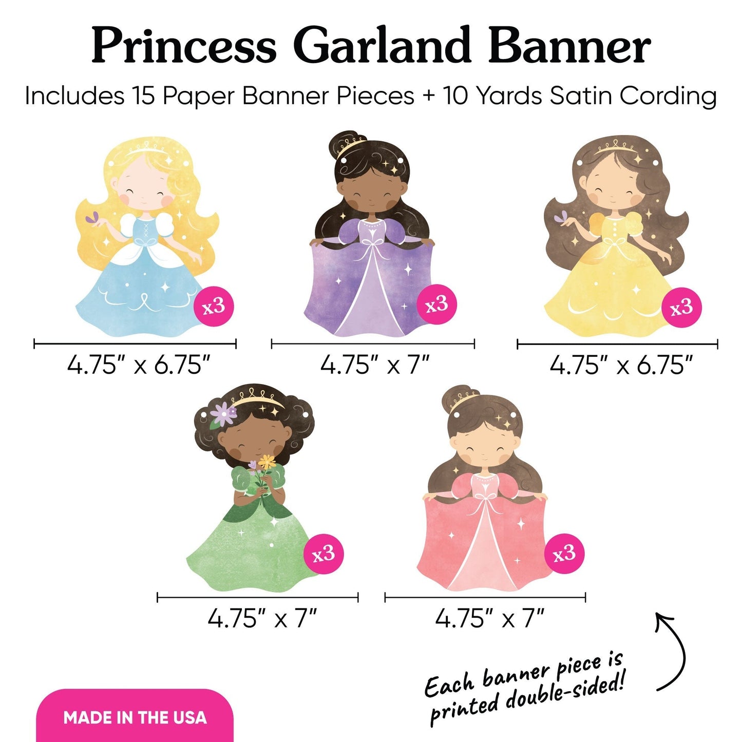Princess Garland Banner - 15 Pc