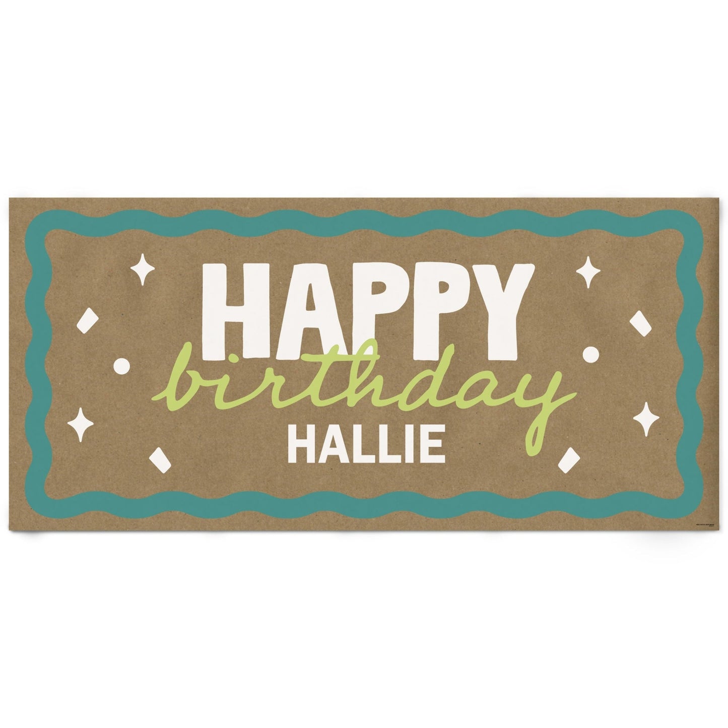 Custom Text Wavy Birthday Kraft Banner