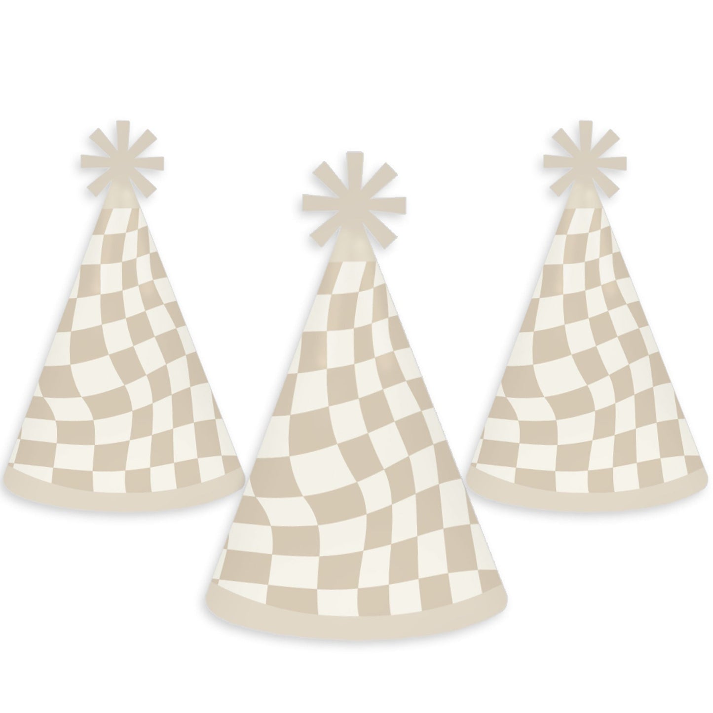 Checkered Party - Cone Happy Birthday Party Hats for Kids and Adults - Set of 8 (Standard Size)