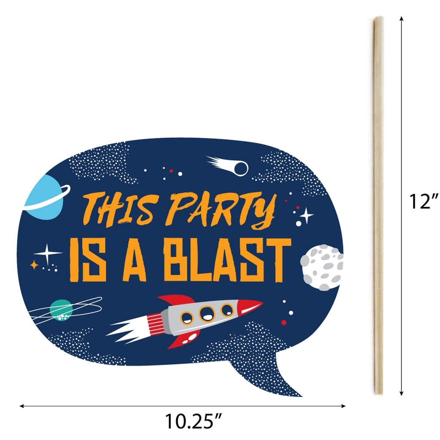 Blast Off to Outer Space - Rocket Ship Baby Shower or Birthday Party Photo Booth Props Kit - 20 Count