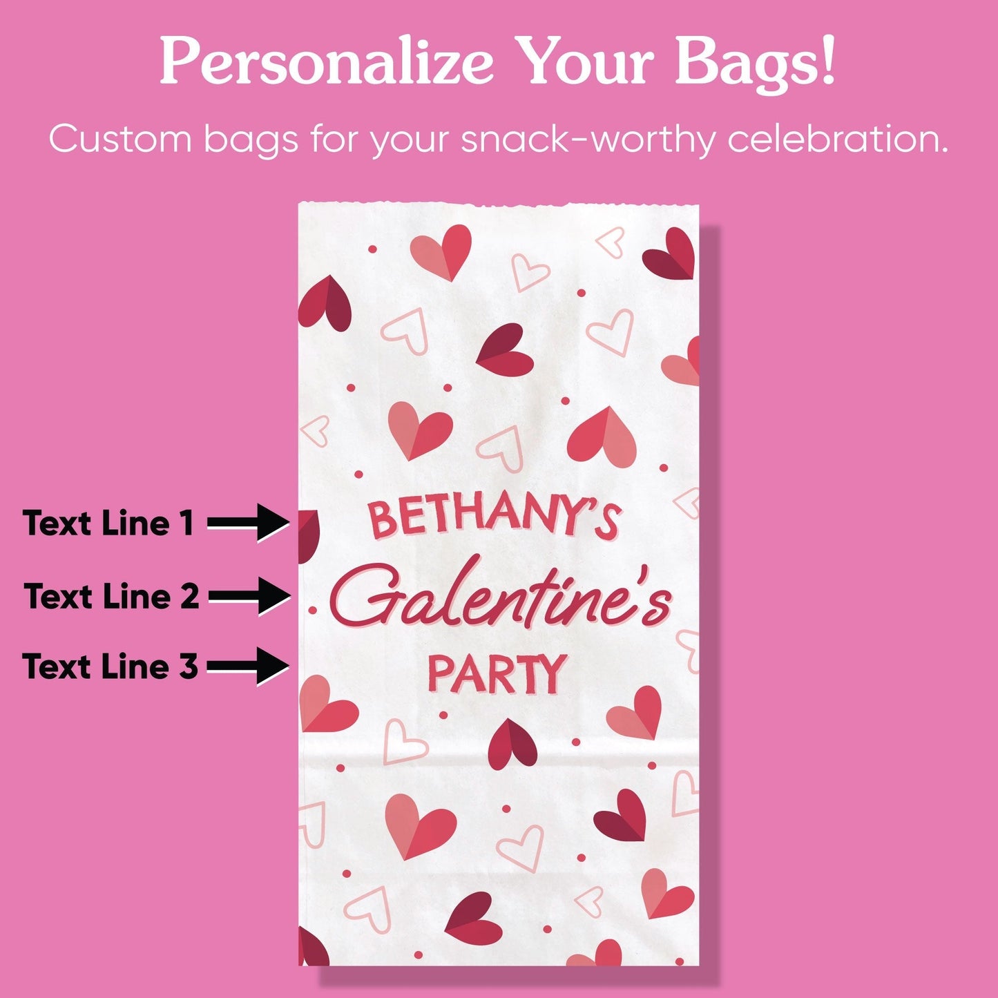 Custom Text Popcorn Bags - Happy Galentine’s Day - 25 Ct