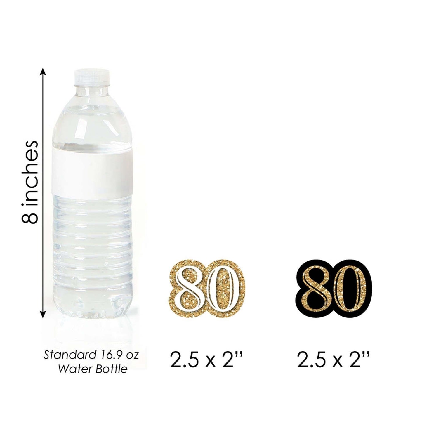 Adult 80th Birthday - Gold - Dessert Cupcake Toppers - Birthday Party Clear Treat Picks - Set of 24