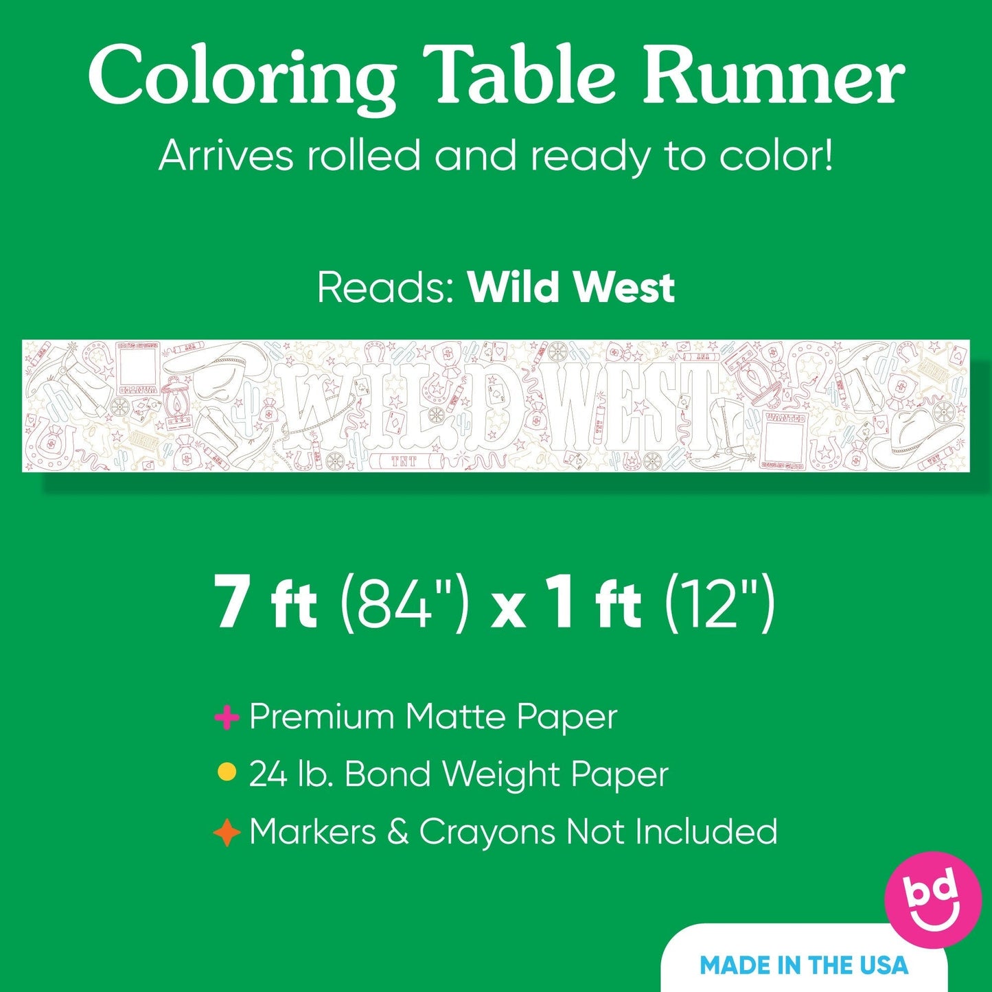 Western Hoedown - Coloring Table Runner - 7'