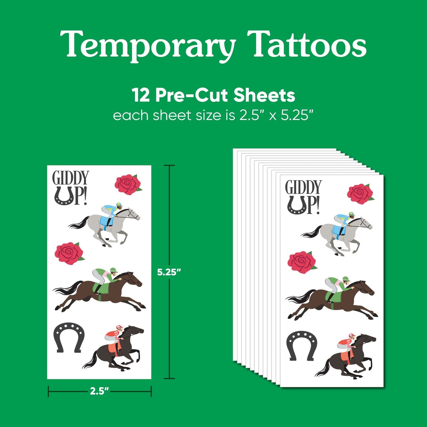 Derby Horse Race Temporary Tattoos - 84 Ct