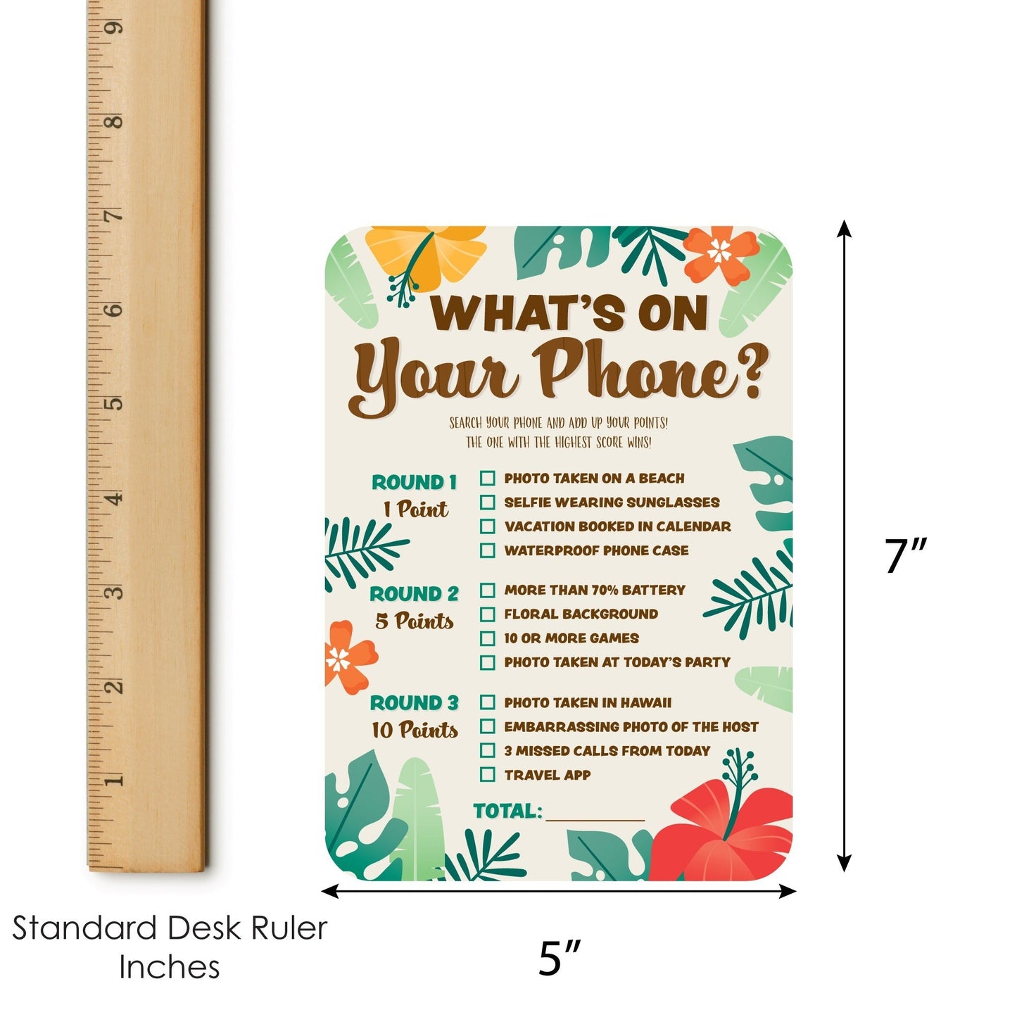Tropical Luau - 2-in-1 Hawaiian Beach Party Cards - Activity Duo Games - Set of 20