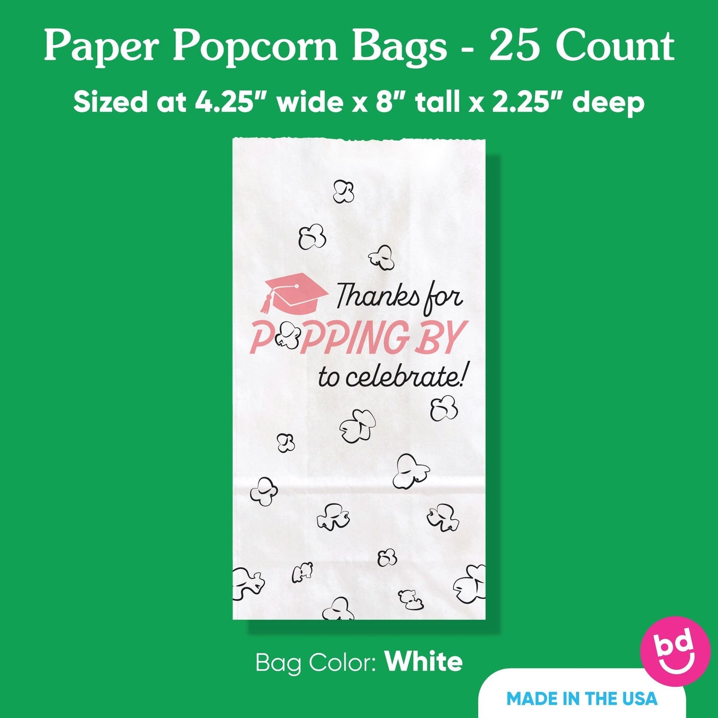 Popcorn Bags - Pink Grad - 25 Ct