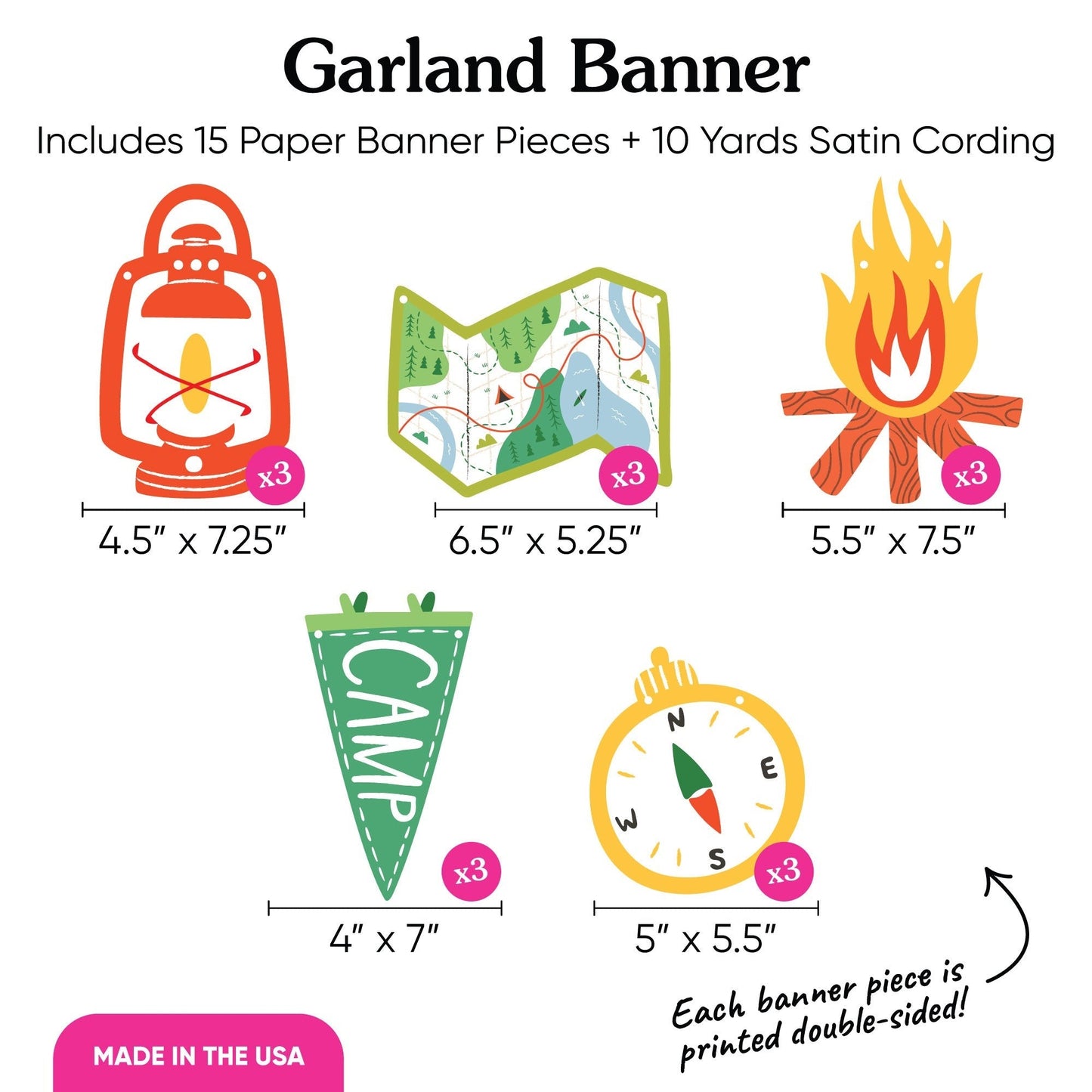 Camping Garland Banner - 15 Pc