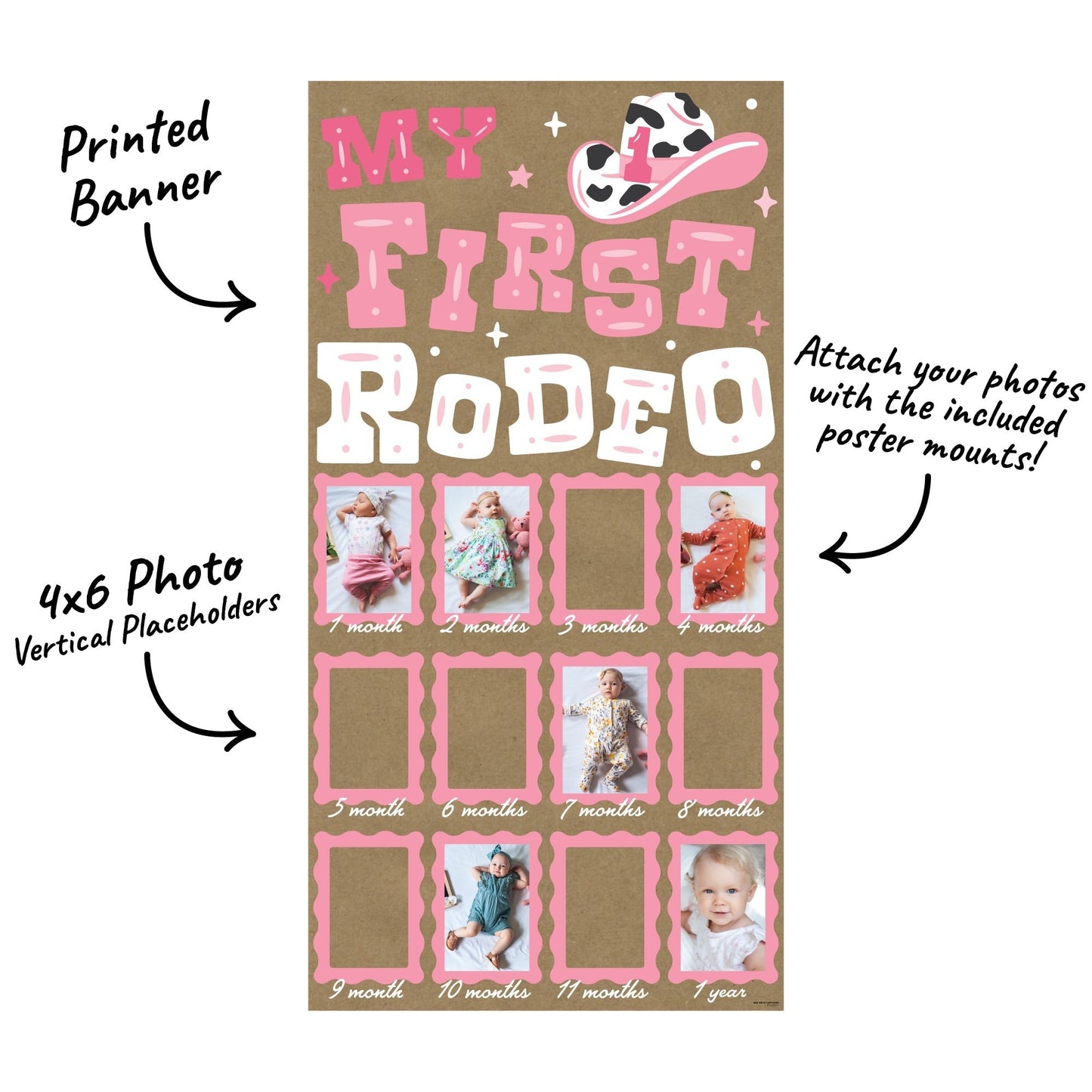 Pink First Rodeo Kraft Photo Banner