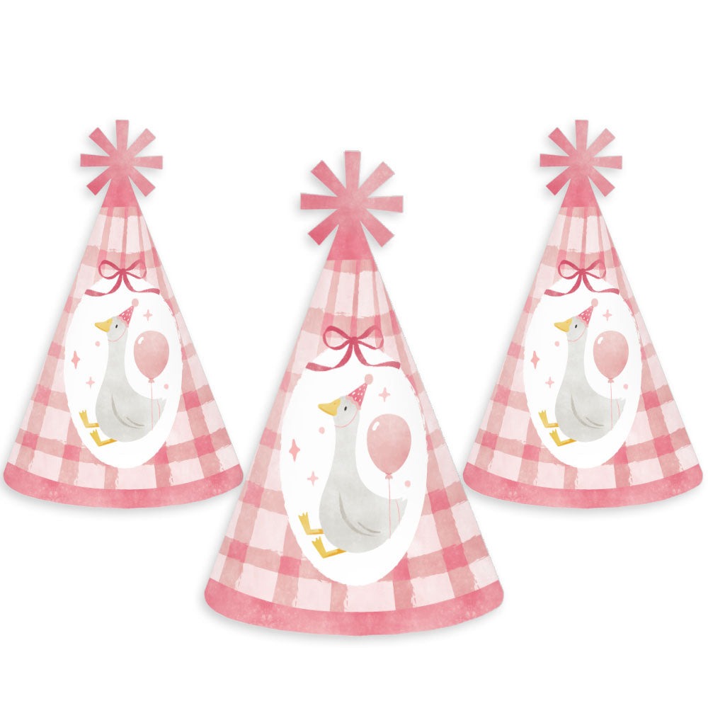 One Silly Goose Pink Cone Party - Set of 8 (Standard Size)