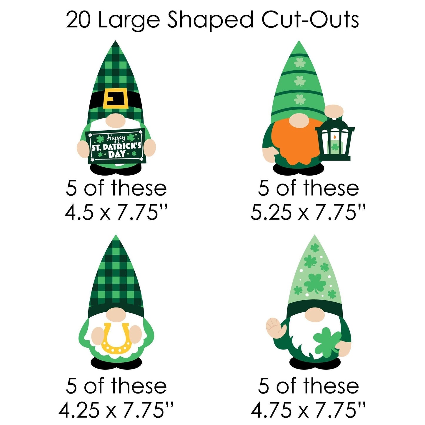 Irish Gnomes - St. Patrick's Day Party DIY Decorations - Clothespin Garland Banner - 44 Pieces