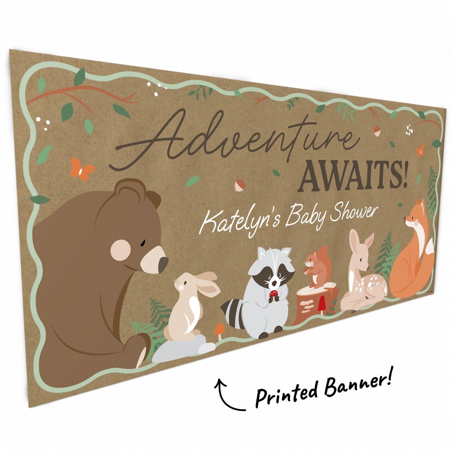 Custom Text Woodland Animals Kraft Banner