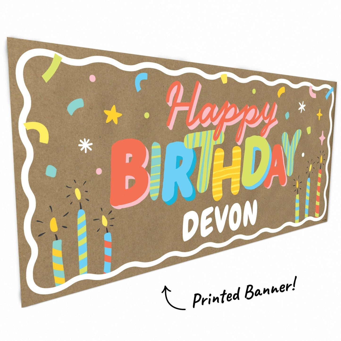 Custom Text Colorful Birthday Kraft Banner